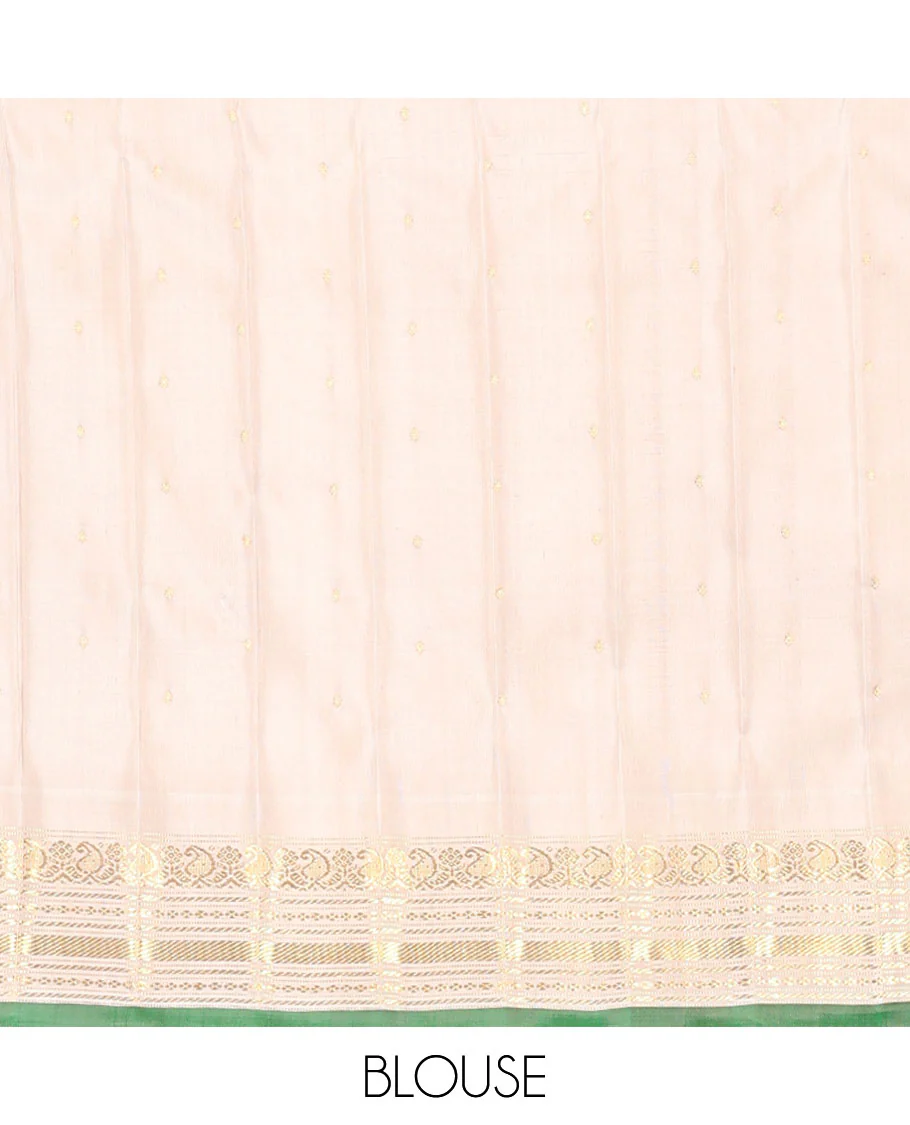 Black gadwal silk saree with round zari buttas, contrast ganga jamuna vidarbha zari border & intricately designed pallu - Image 5