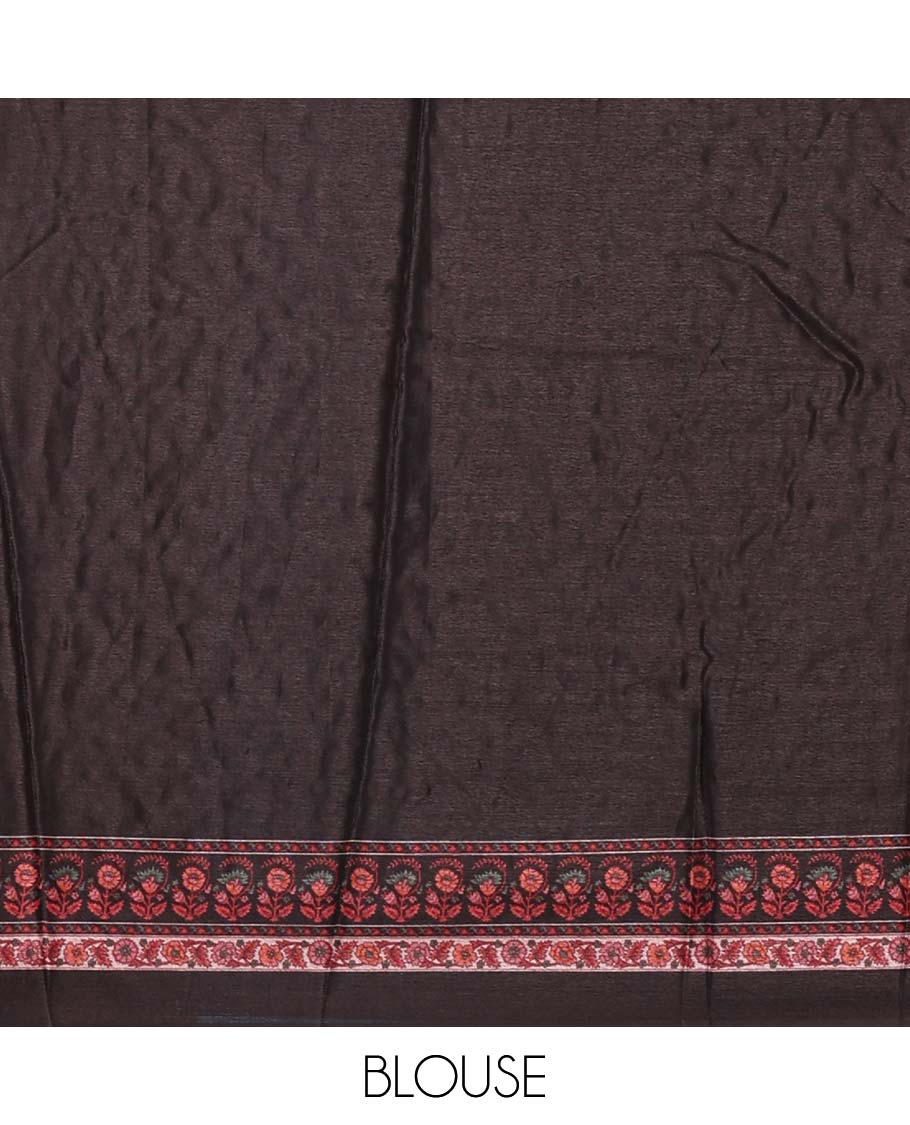 Black geometric printed with mirror work masakali saree, self-border, printed and mirror work pallu, and a matching blouse - Image 4