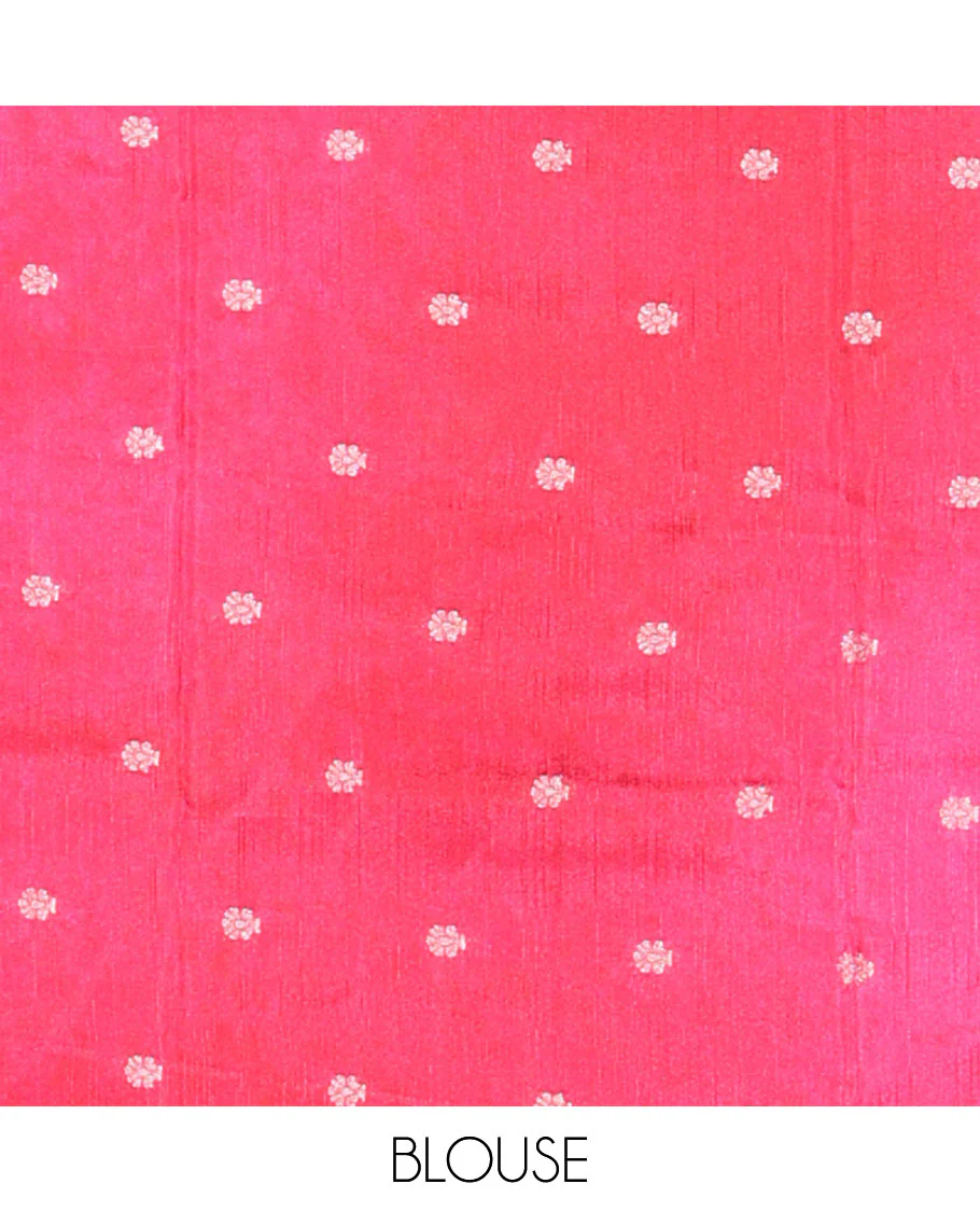 Black Georgette Saree Highlighted with Unique Print, Complemented by a Contrast Traditional Zari Border, Pallu Gleamed Up with Zari, and Paired with a Contrast Buttas Woven Blouse - Image 5