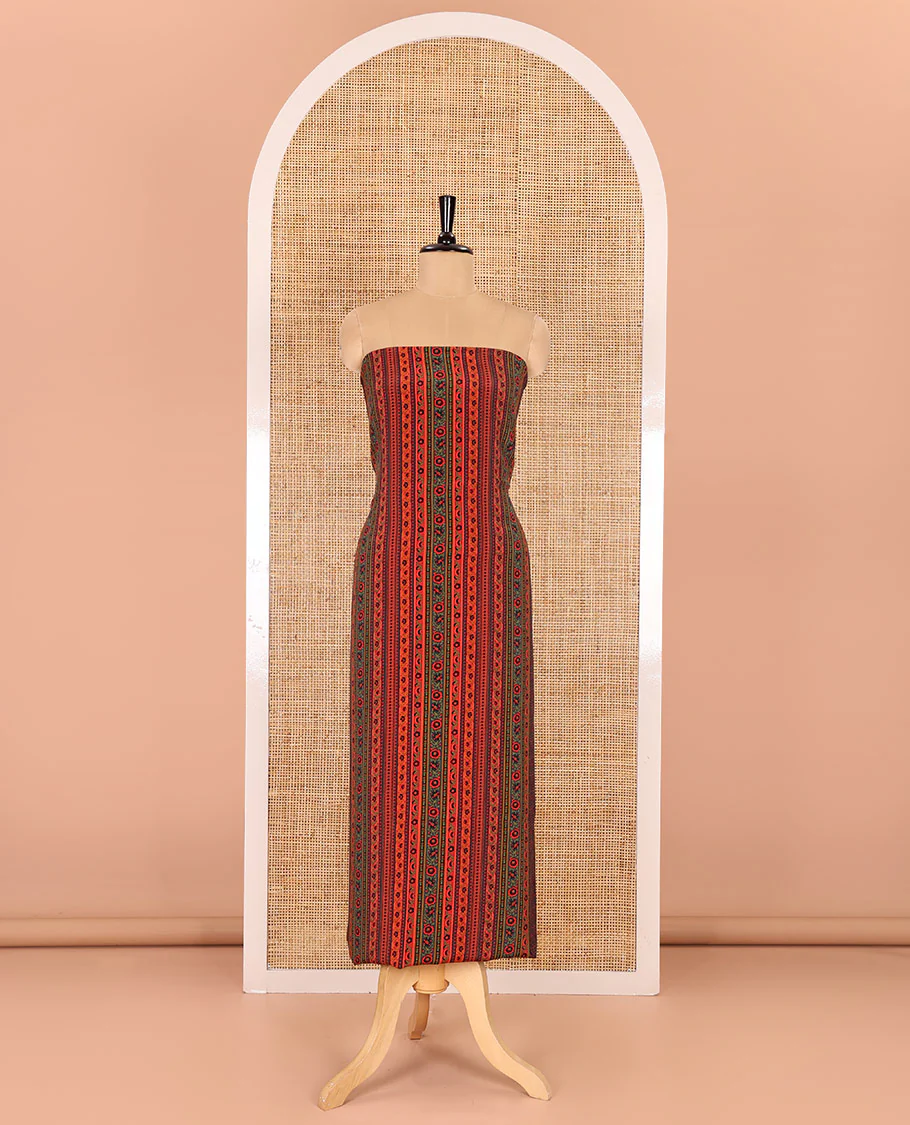 Black material chudidar set, floral-printed Italian crepe top, a plain bottom, and a floral and ogee-patterned printed georgette dupatta - Image 4