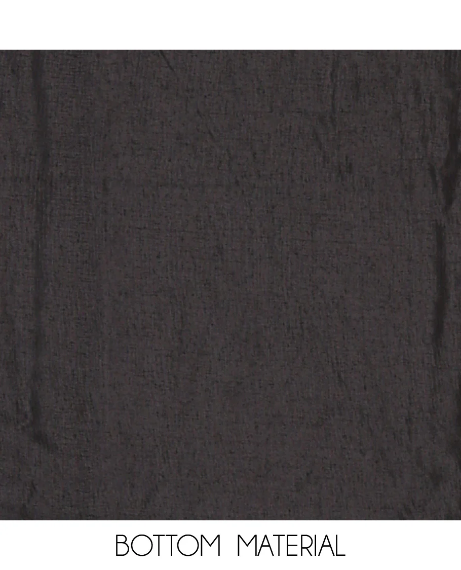 Black material chudidar set, horizontal brown-ombre striped semi-tussar top, plain santoon bottom & horizontal brown-ombre striped dupatta with tassels - Image 5