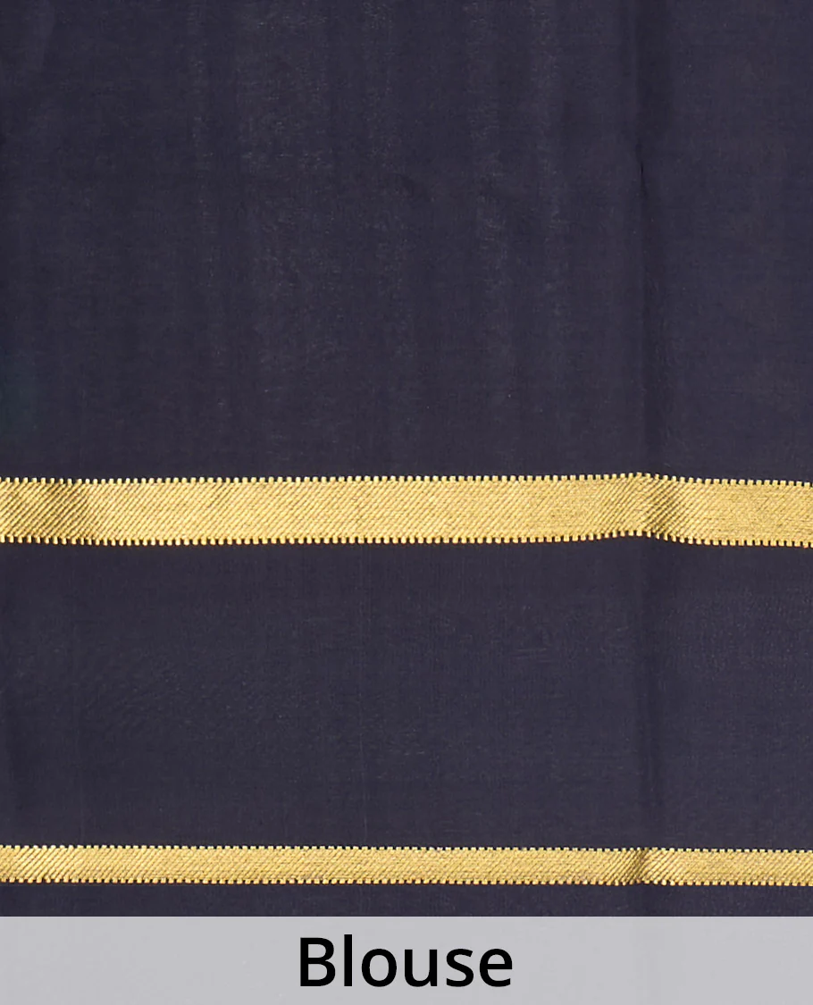 Black peacock and parrot motifs zari woven Mysore silk saree, traditional rettai pettu border, and intricate pallu - Image 5