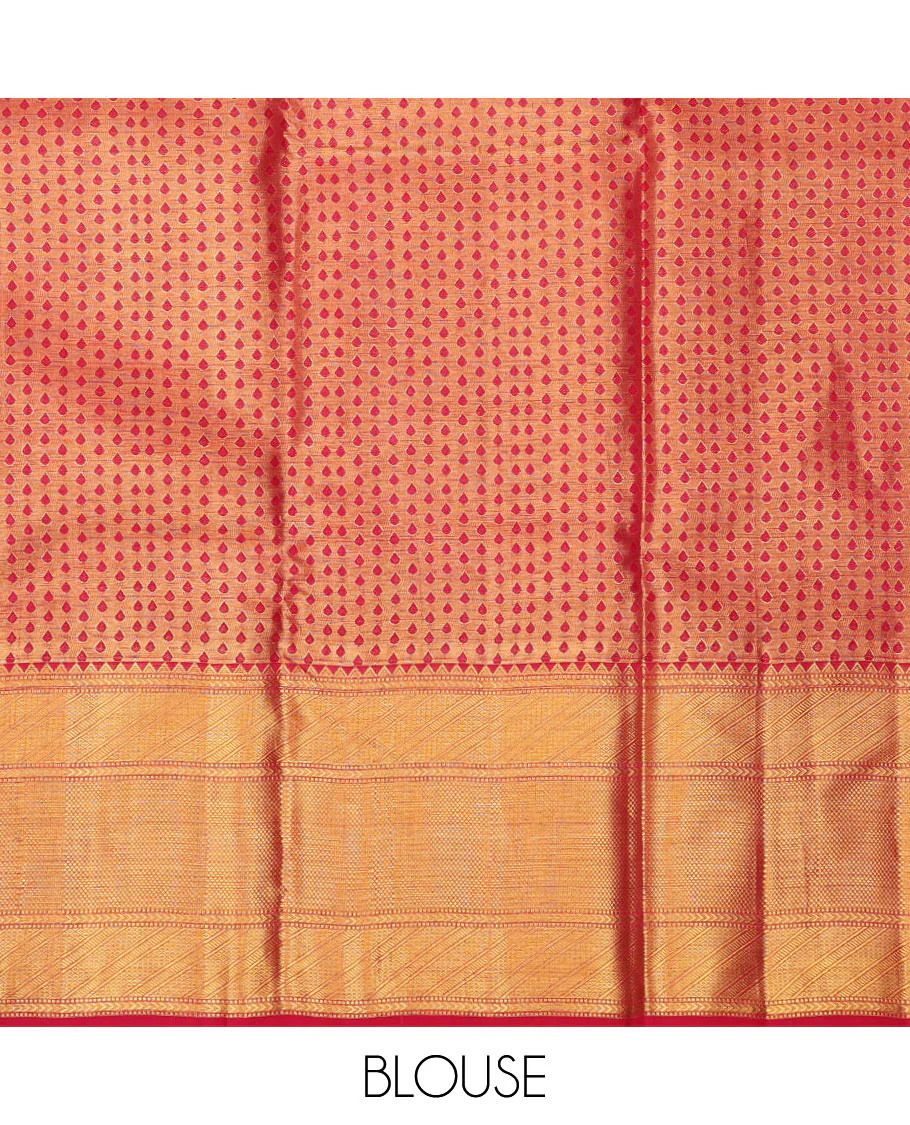 Black pure-silk half saree, meenakari floral jaal jacquard skirt, contrast border & blouse of geometric patterns & intricate dhavani - Image 7
