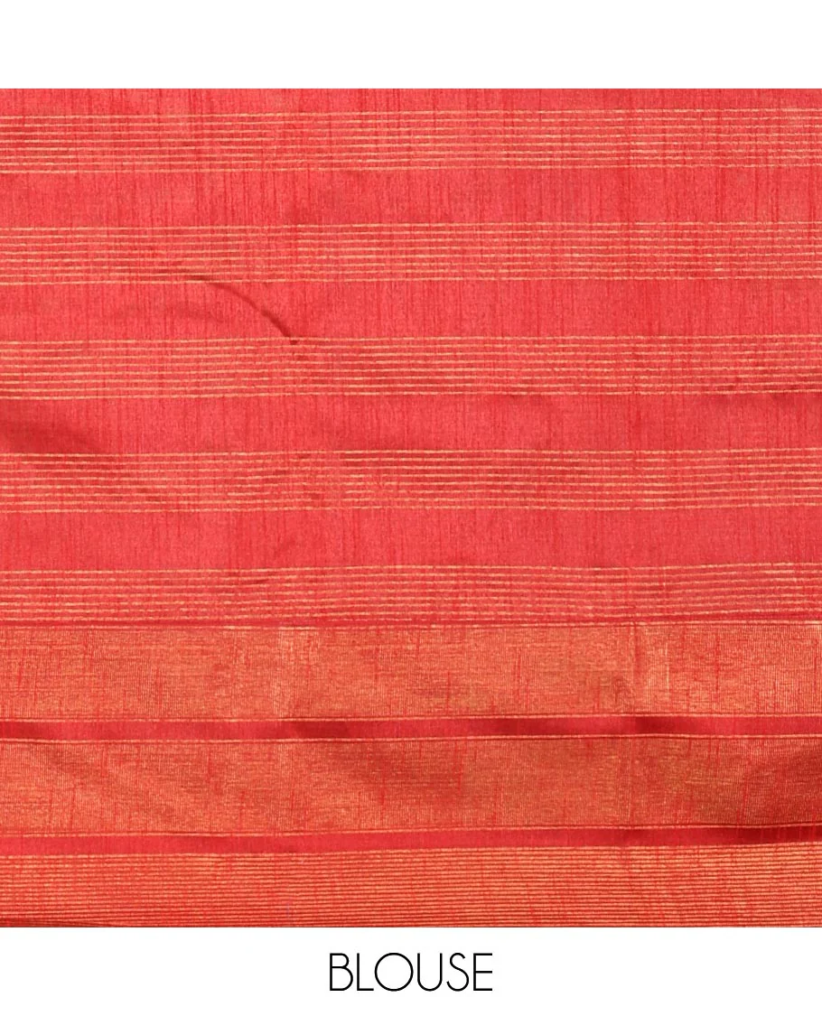 Black Semi-Raw Silk Saree Gleamed with Rudraksham Buttas and Zari Checks, Featuring a Captivating Contrast Zari-Woven Border, a Pallu Adorned with Zari Designs, and Paired with a Contrast Blouse - Image 3