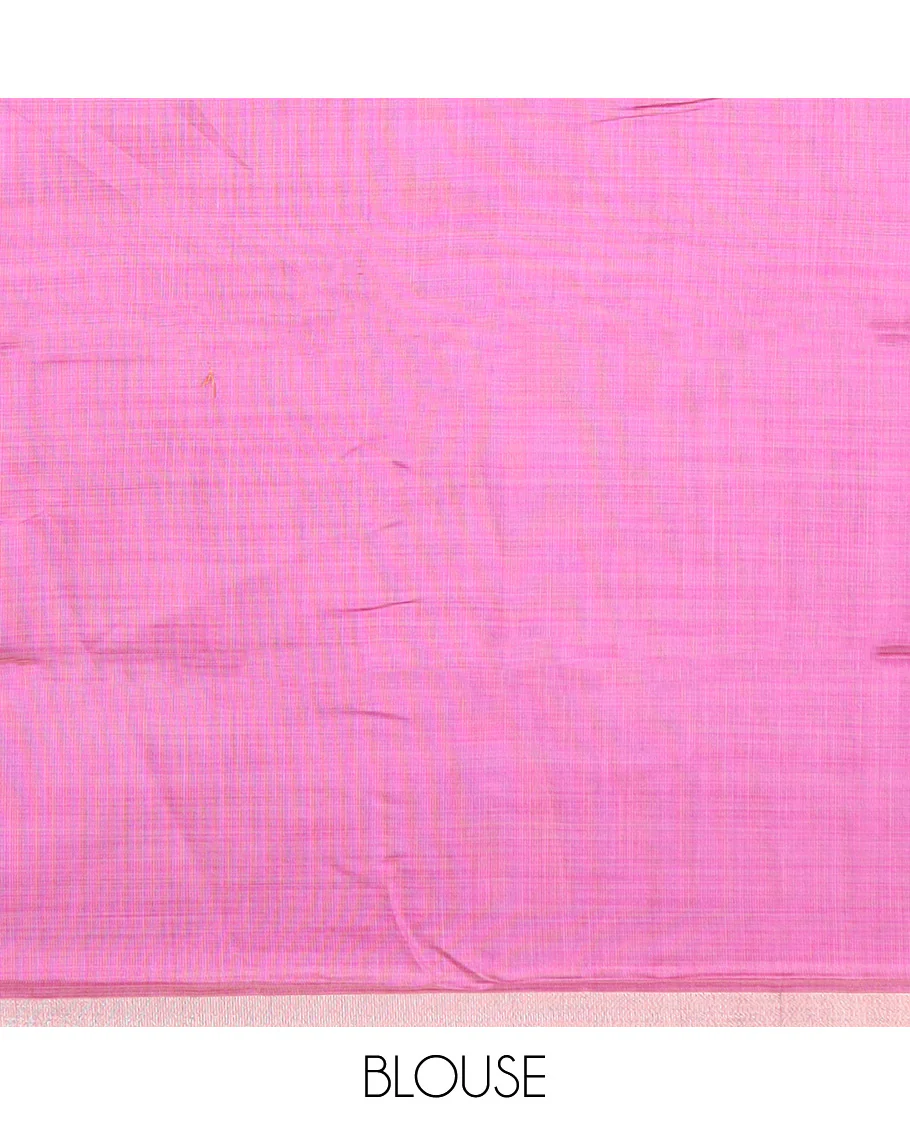 Blue bird motifs printed Chirala cotton saree, bavanji border, and contrast block printed pallu - Image 3