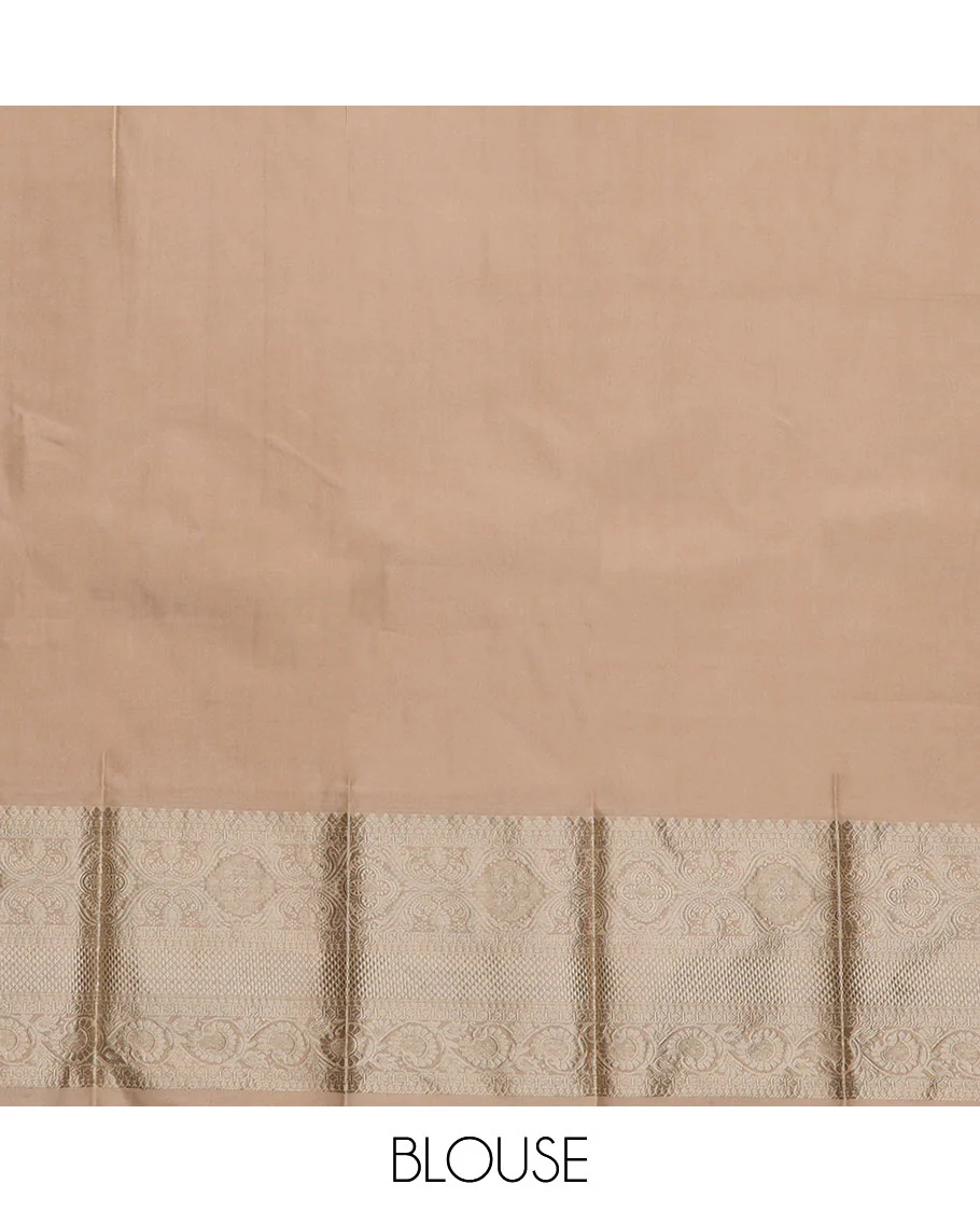 Blue Budget Silk Saree Adorned with Paisley Zari Buttas, Complemented by a Contrast Traditional Zari Border, a Zari-Design Detailed Pallu, and a Contrast Zari-Bordered Blouse - Image 4