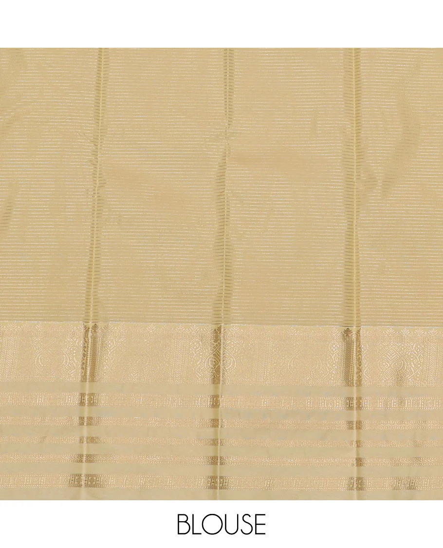 Blue Budget Silk Saree Features Zari Buttas and Micro-Checks, Complemented by a Contrast Traditional Zari Border, Intricately Zari-Designed Pallu of Jaal Design, and a Contrast Zari-Bordered Blouse - Image 4