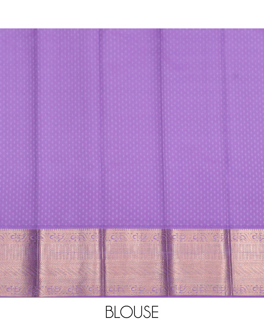 Blue butta enclosed jaal jacquard kanchipuram wedding silk saree, contrast traditional zari design border, and jaal pallu - Image 3