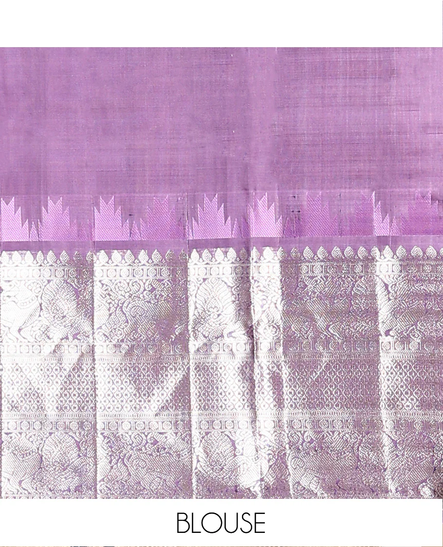 Blue buttas Venkatagiri silk saree, contrast temple traditional border, and ogee patterned pallu - Image 6