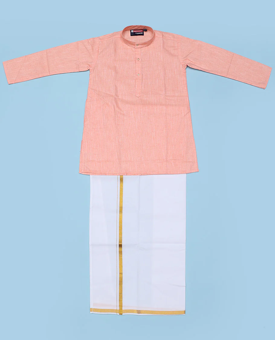 Blue cotton shirt with contrast dhoti (Glamorous boy) - Image 49
