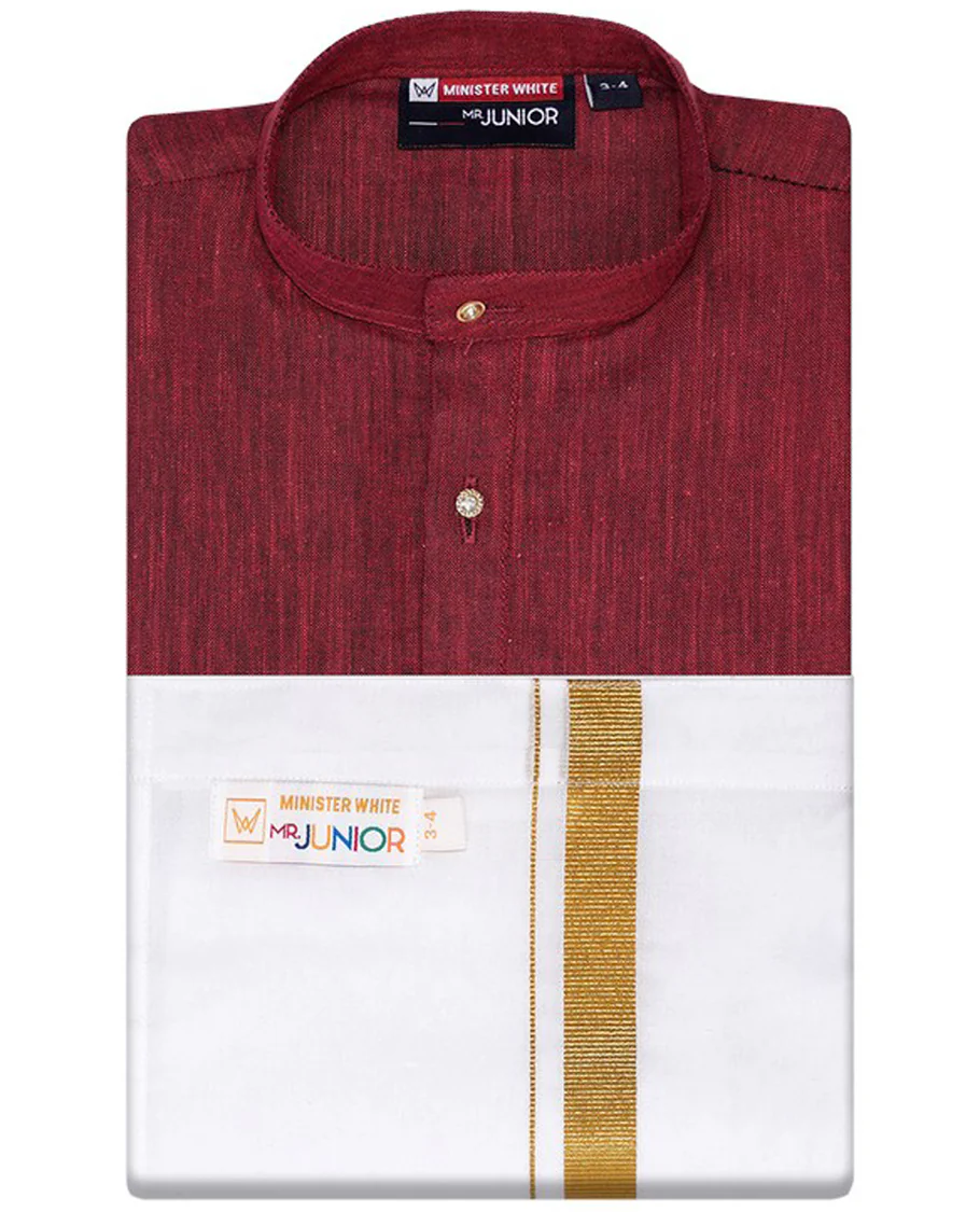 Blue cotton shirt with contrast dhoti (Glamorous boy) - Image 5