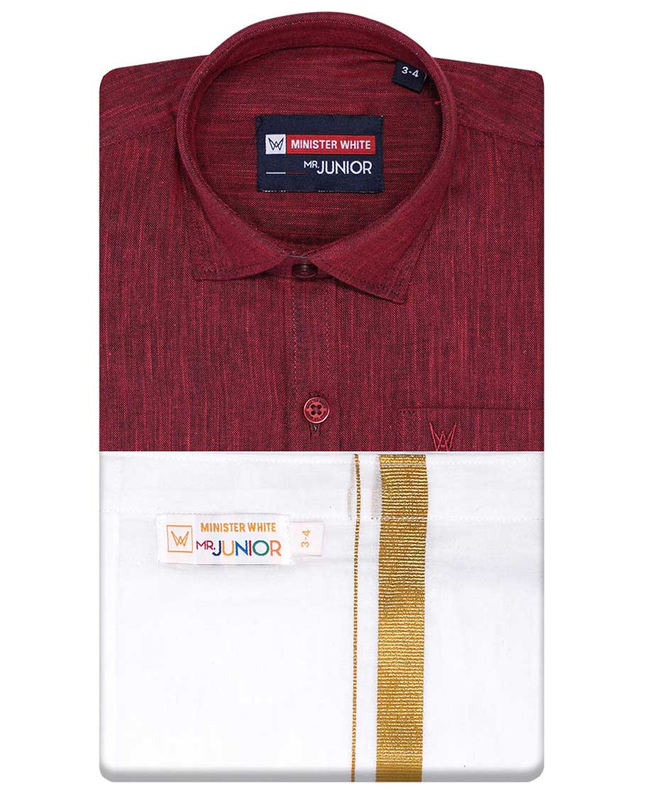 Blue cotton shirt with contrast dhoti (Luxurious boy) - Image 5