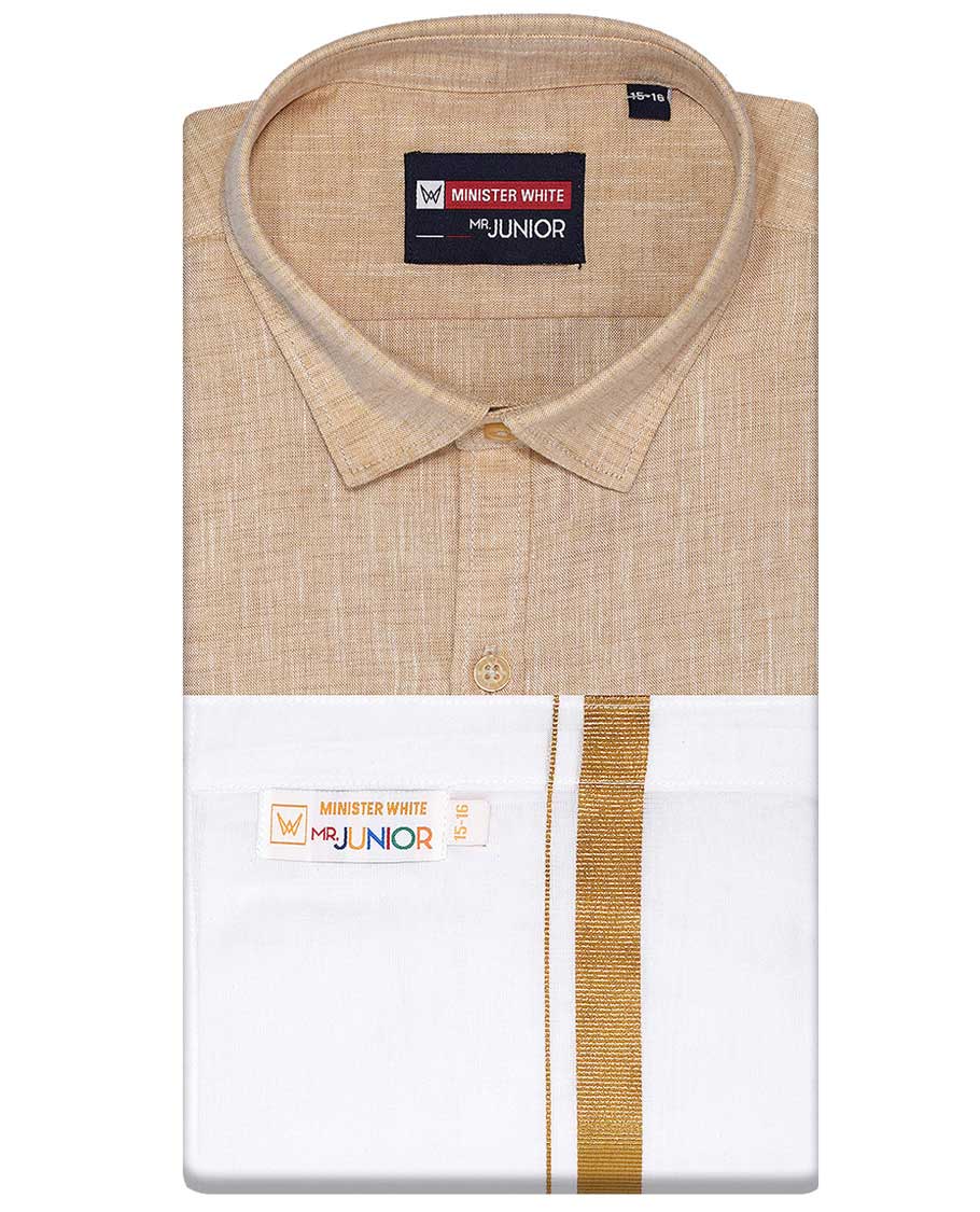 Blue cotton shirt with contrast dhoti (Luxurious boy) - Image 90