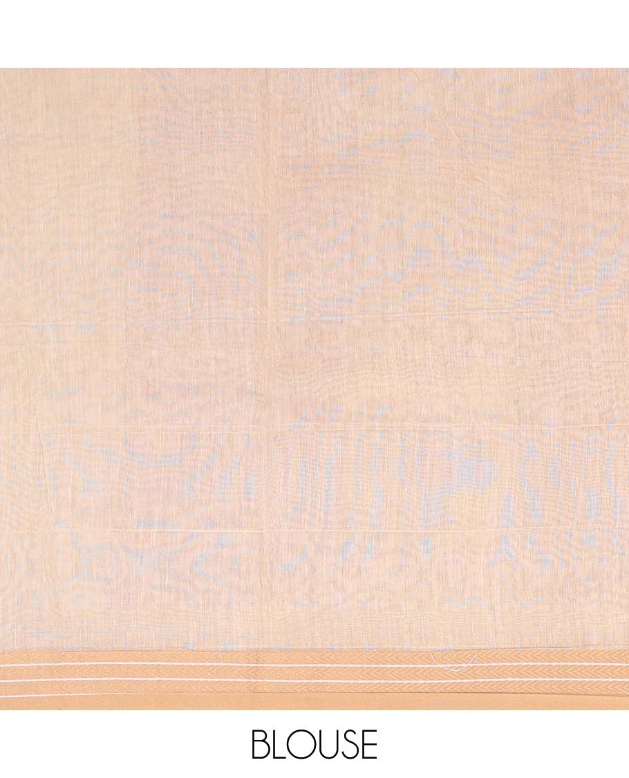 Blue diamond patterned chanderi cotton saree, contrast traditional border of floral multi-hue thread embroidery, and floral jaal printed pallu - Image 3