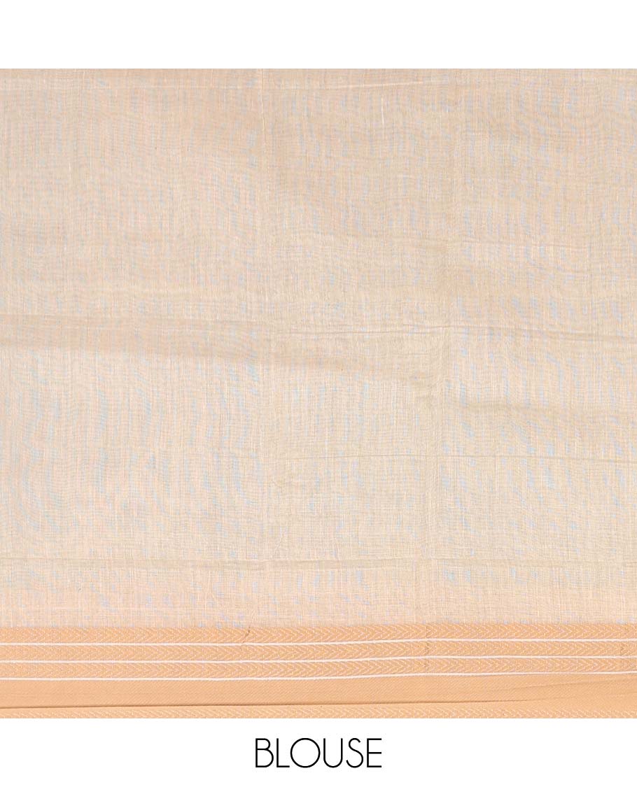 Blue intricately printed chanderi cotton saree, contrast traditional motifs with thread embroidered floral bouquet, and printed pallu - Image 3