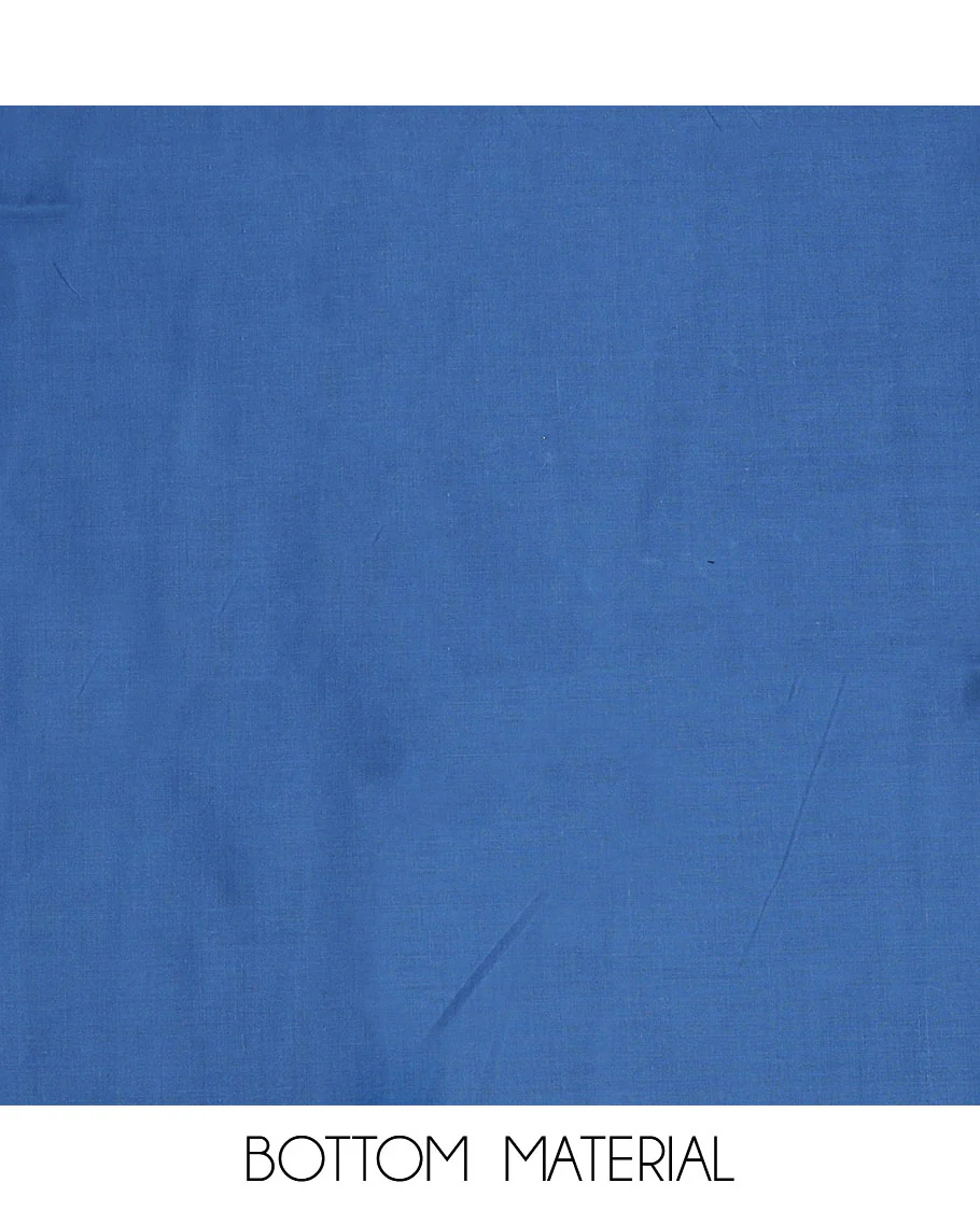 Blue material churidar set, floral with mirror embroidered top, contrast plain bottom, and a chevron design dupatta - Image 3