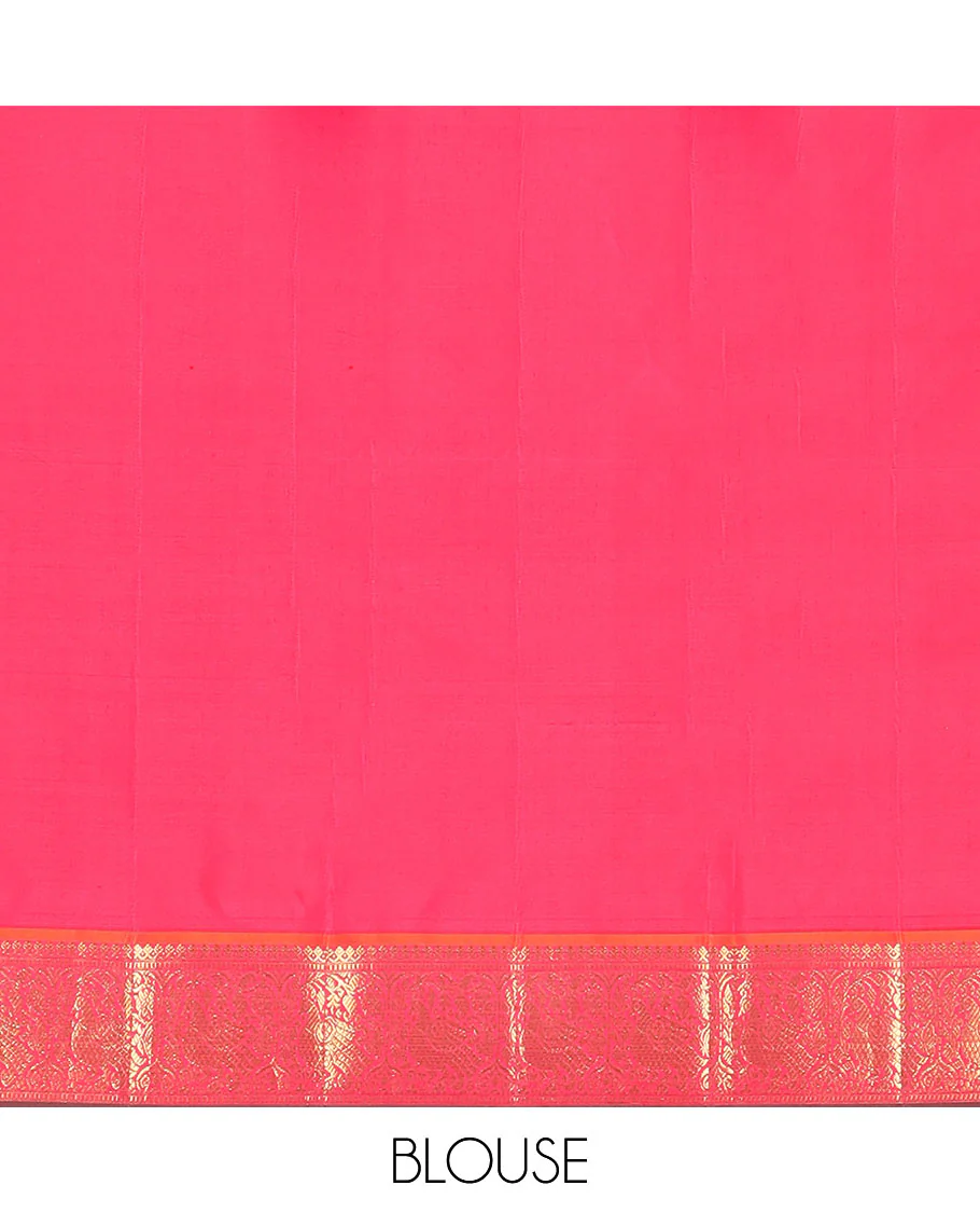 Blue mayil buttas Kanchipuram silk saree, contrast border of thilakam mokku, muthu, and mayil designs, and jaal pallu - Image 6