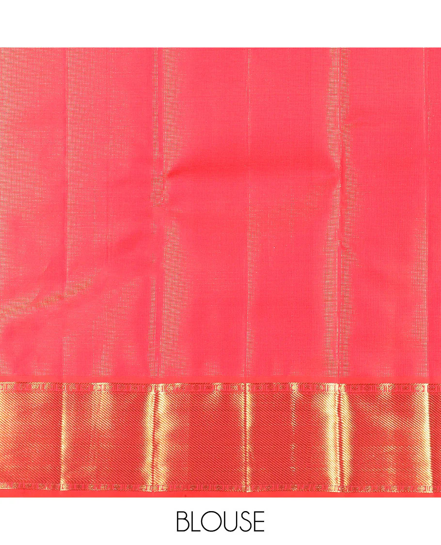 Blue mayil chakram buttas Kanchipuram silk saree, zari border of rudraksham and diamond designs, and intricate pallu - Image 6