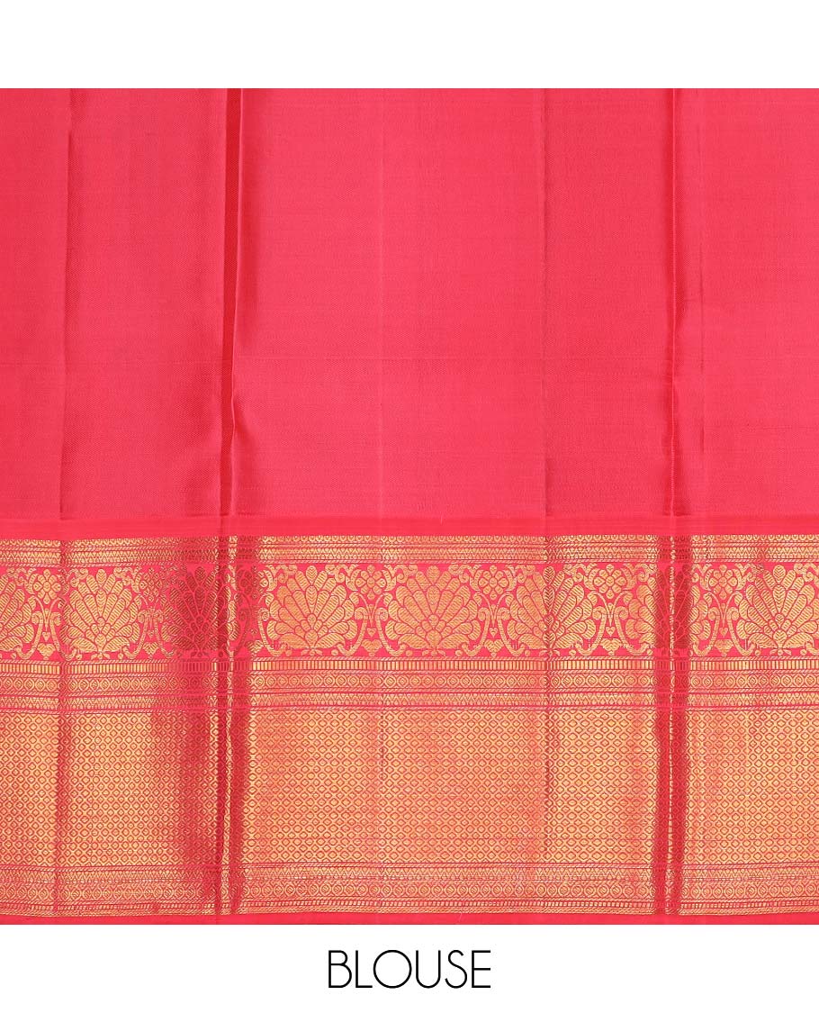Blue pure silk half saree, mayil chakram enclosed checked skirt, contrast border and blouse of kodi visiry, neli, muthu, lavangam, and jaal, and intricate dhavani - Image 7