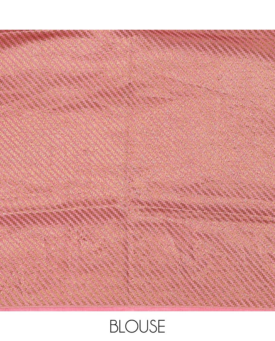 Blue Raw Mango Silk Saree Graced with Buttas, Complemented by a Contrast Traditional Zari-Designed Border, Featuring a Zari-Elevated Pallu, Paired with a Contrast Zari-Striped Blouse - Image 6