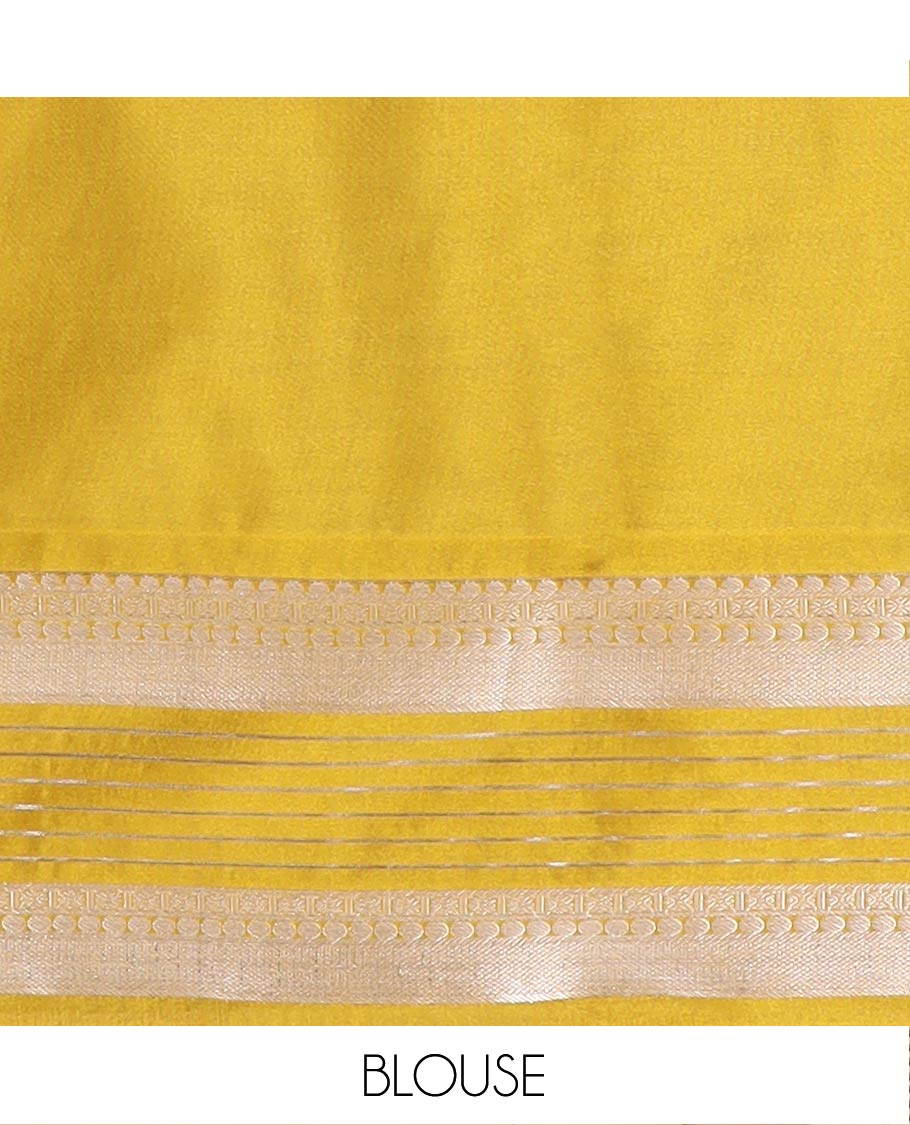 Blue Semi-Soft Silk Saree Highlighted with Zari Buttas, Complemented by Contrast Traditional Zari Design Vasrisai Pettu Border, Pallu Intricately Designed with Jaal Designs, and Paired with a Contrast Blouse - Image 5