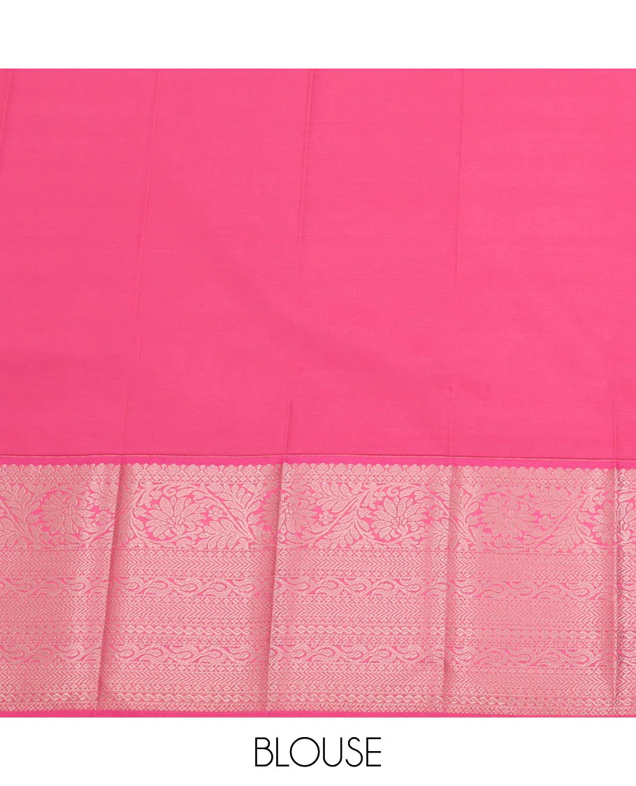 Blue striped and leaf motifs budget silk saree, contrast traditional zari design border, and jaal pallu - Image 4