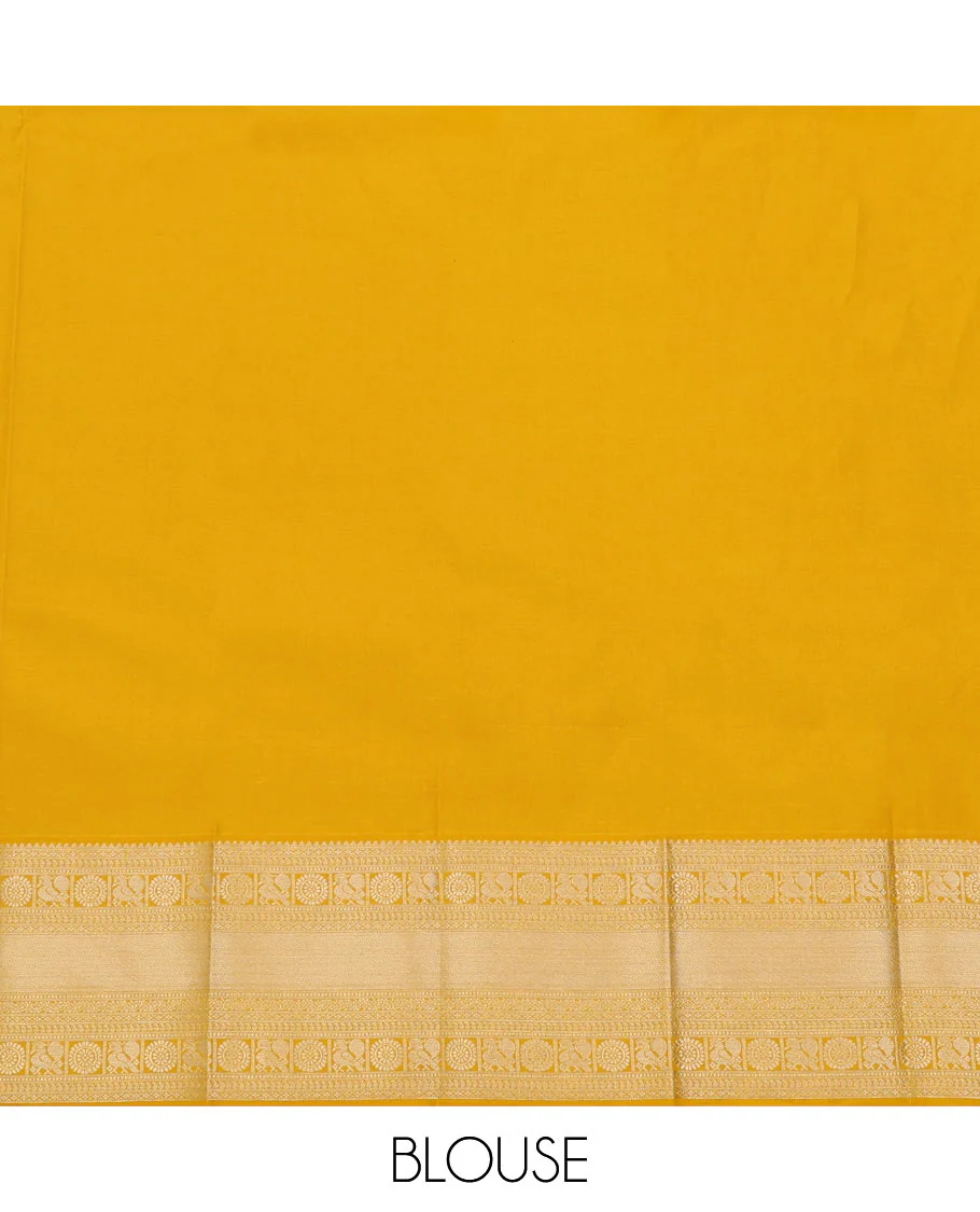 Blue striped and zari motifs budget silk saree, contrast traditional zari design border, and zari-rich jaal pallu - Image 4