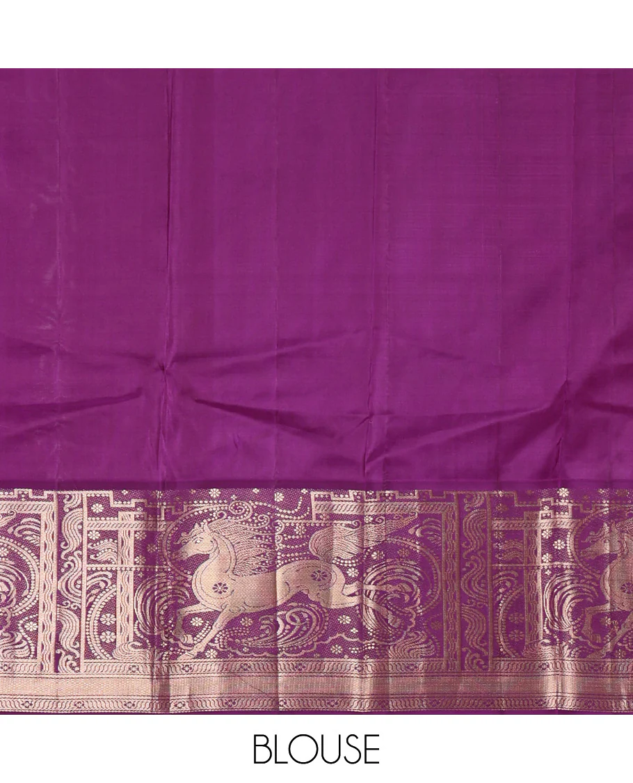 Blue varai oosai and rudraksham buttas Vasundhara silk saree, contrast kuthirai motifs zari woven border, and intricate pallu - Image 5