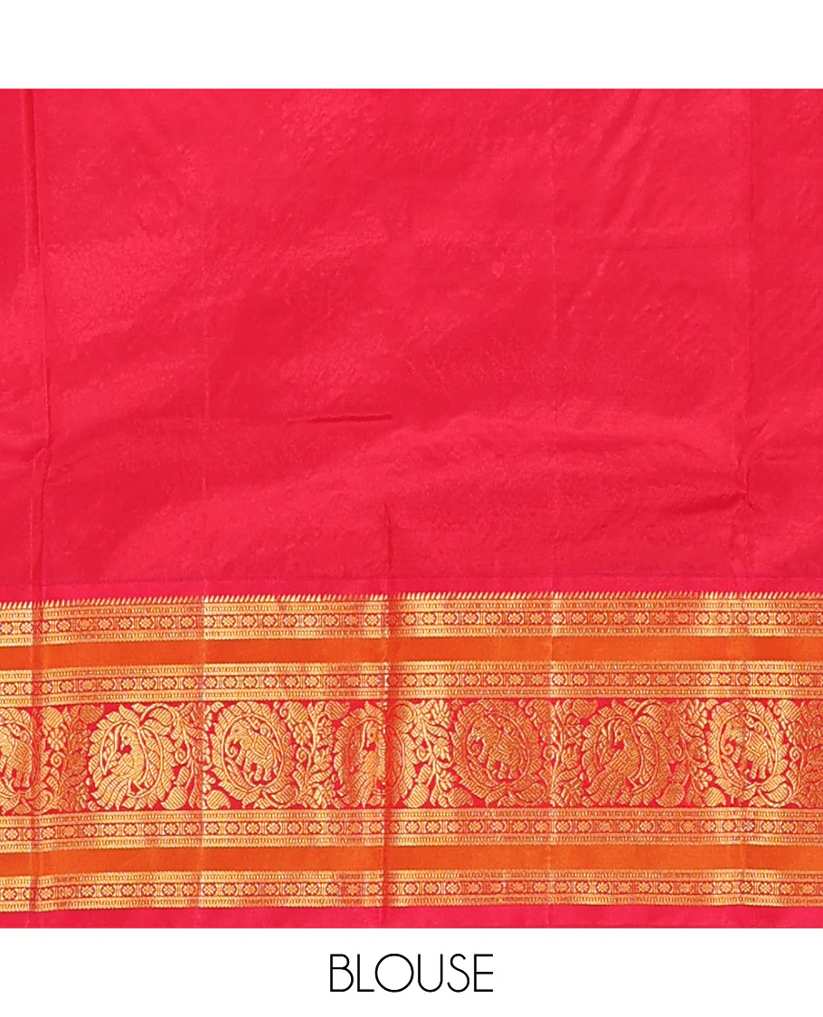 Blue zari buttas Bangalore silk saree, contrast zari border of traditional designs, and circle patterned pallu - Image 6