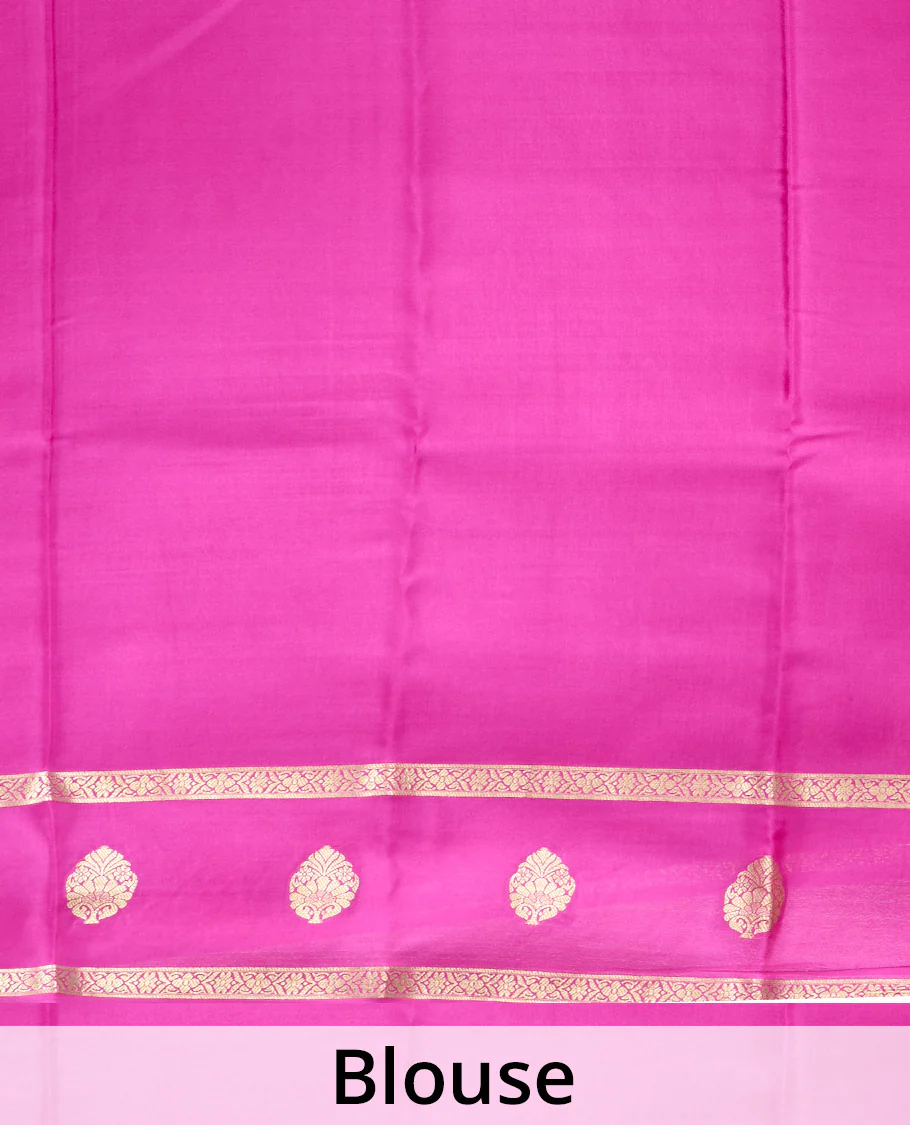 Blue zari buttas Mysore silk saree, contrast traditional zari border, and jaal pallu - Image 5