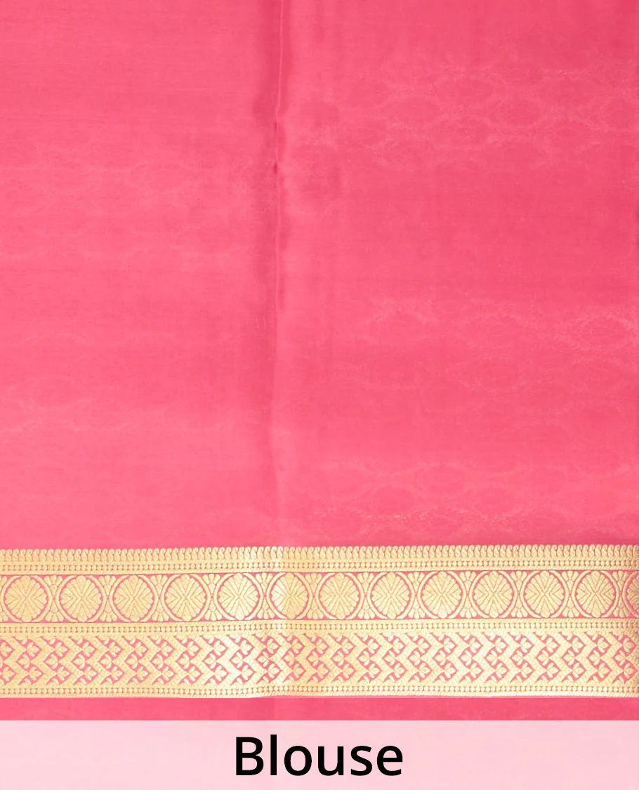 Blue zari buttas Mysore silk saree, contrast traditional zari border & intricately zari woven pallu - Image 5