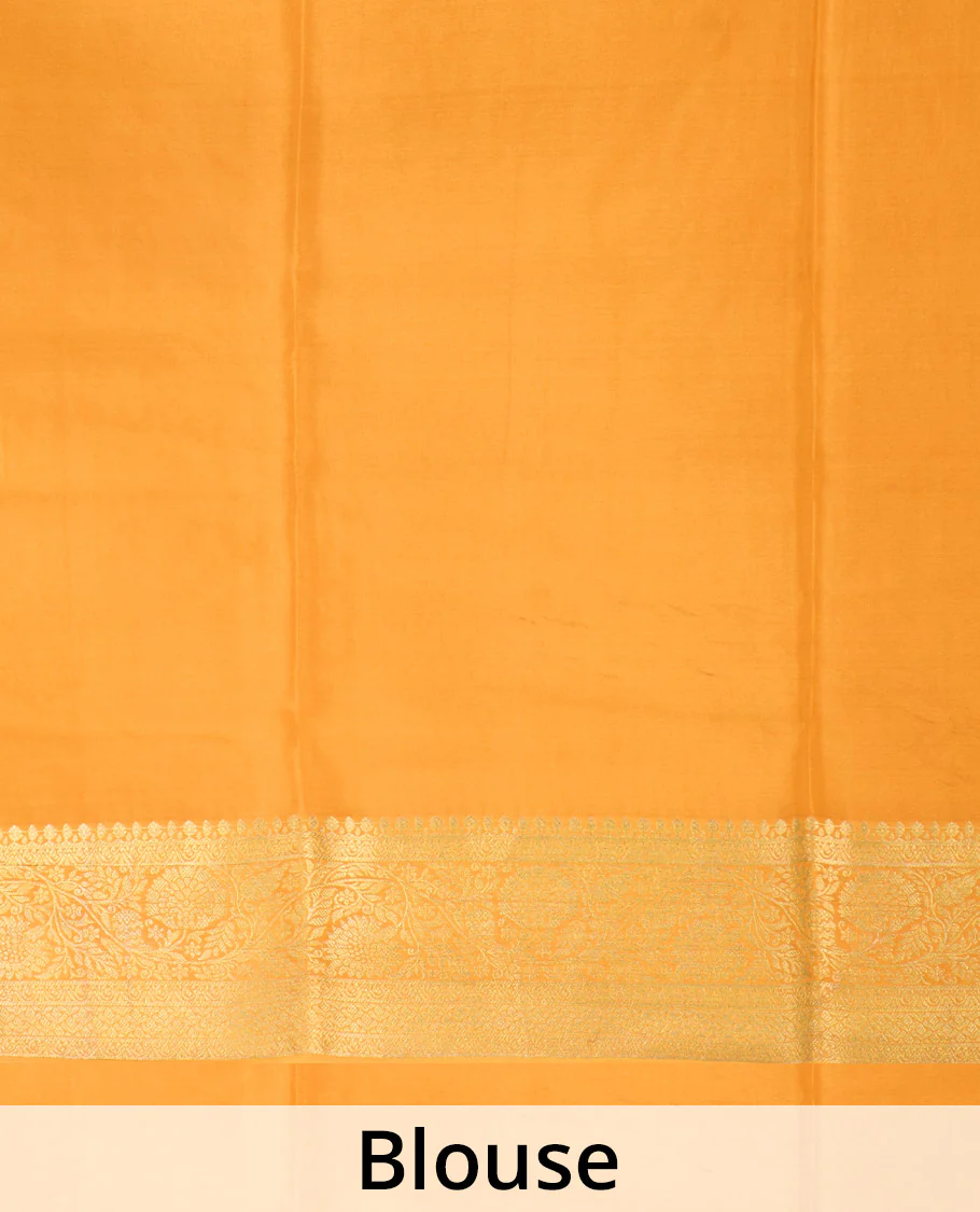 Blue zari buttas Mysore silk saree, contrast traditional zari border of floral creeper designs, and intricately woven pallu - Image 5