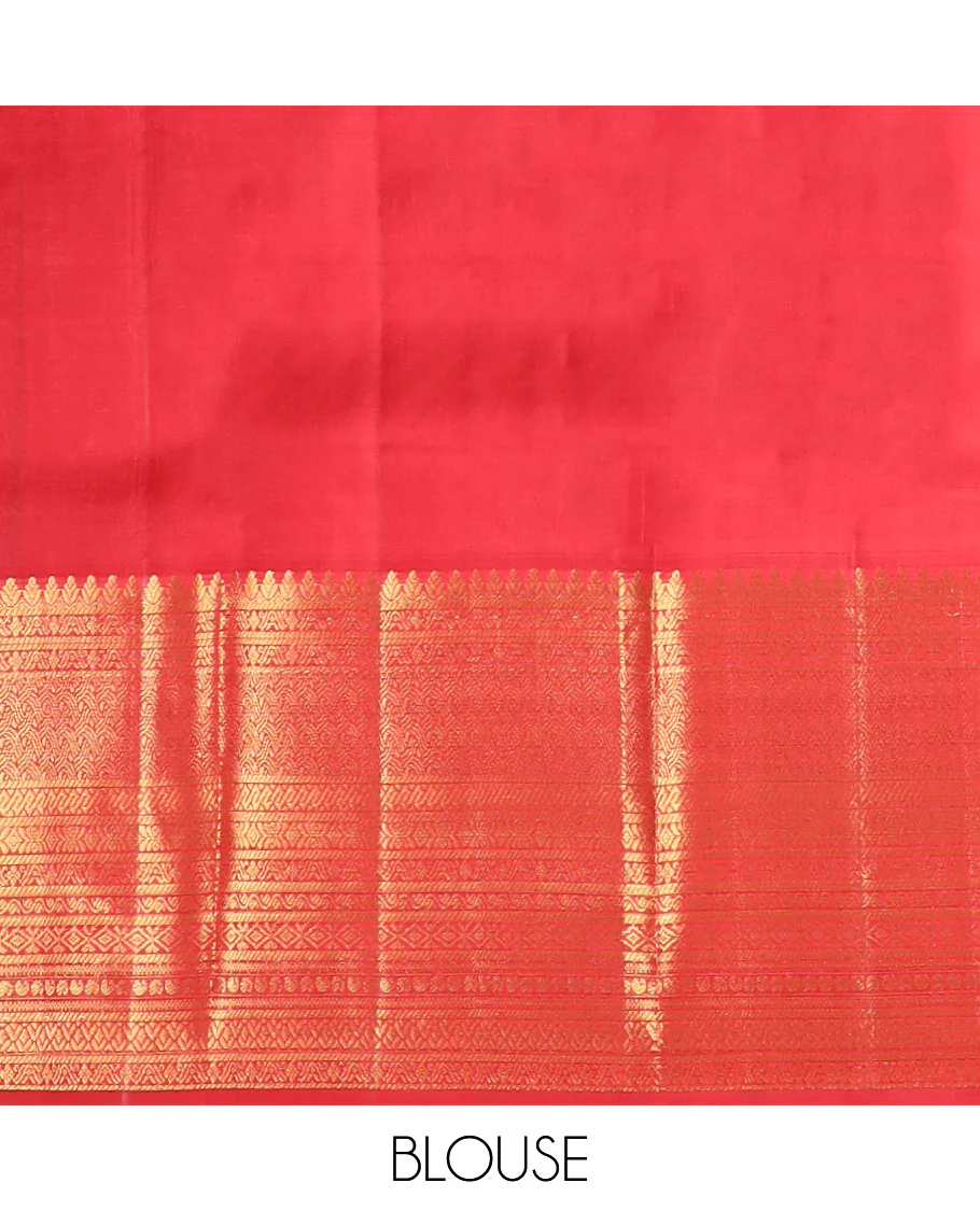 Blue zari buttas silk saree, contrast traditional zari design steeped border & intricate jaal pallu - Image 5