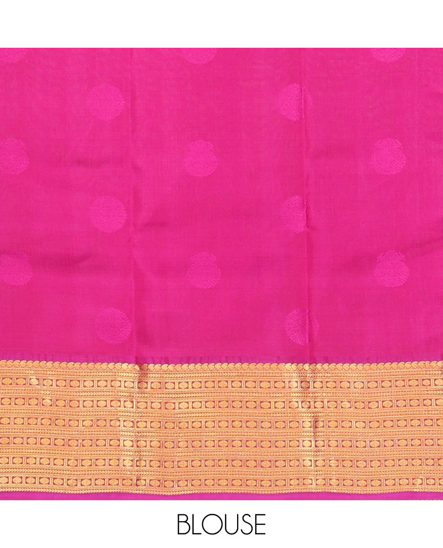 Blue zari buttas Vasundhara Lite Silk Mix Saree, contrast border of manga mokku,muthu,kathir,banaras & poun & scallop pallu - Image 6