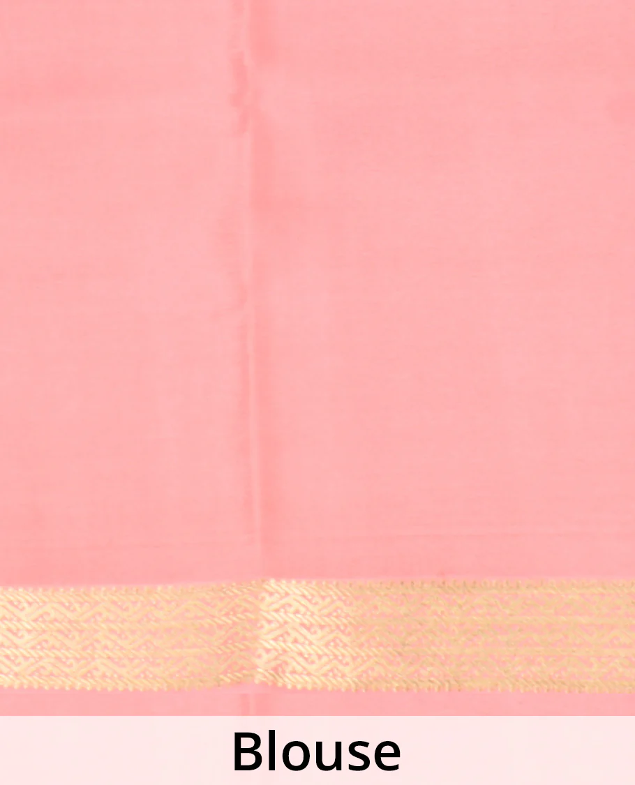 Blue zari checked Mysore silk saree, contrast traditional zari border, and pallu of traditional designs in zari - Image 5