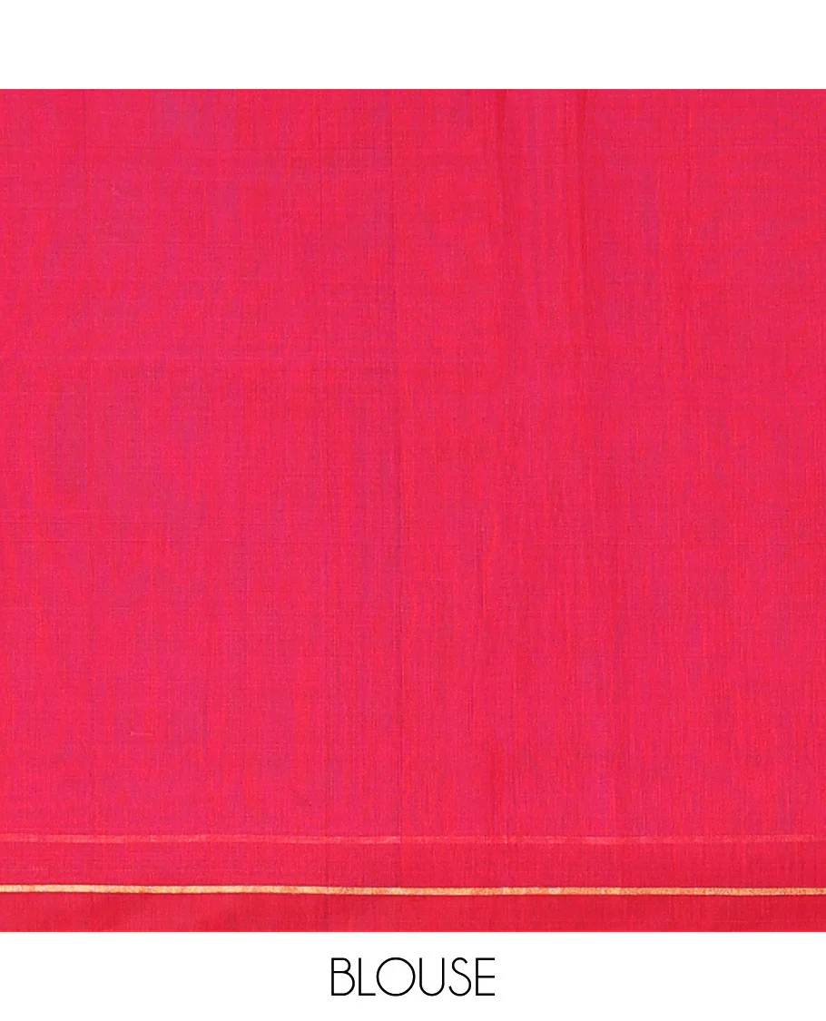 Blue zari design silk cotton saree, contrast striped border, and pallu of spiral motifs - Image 5
