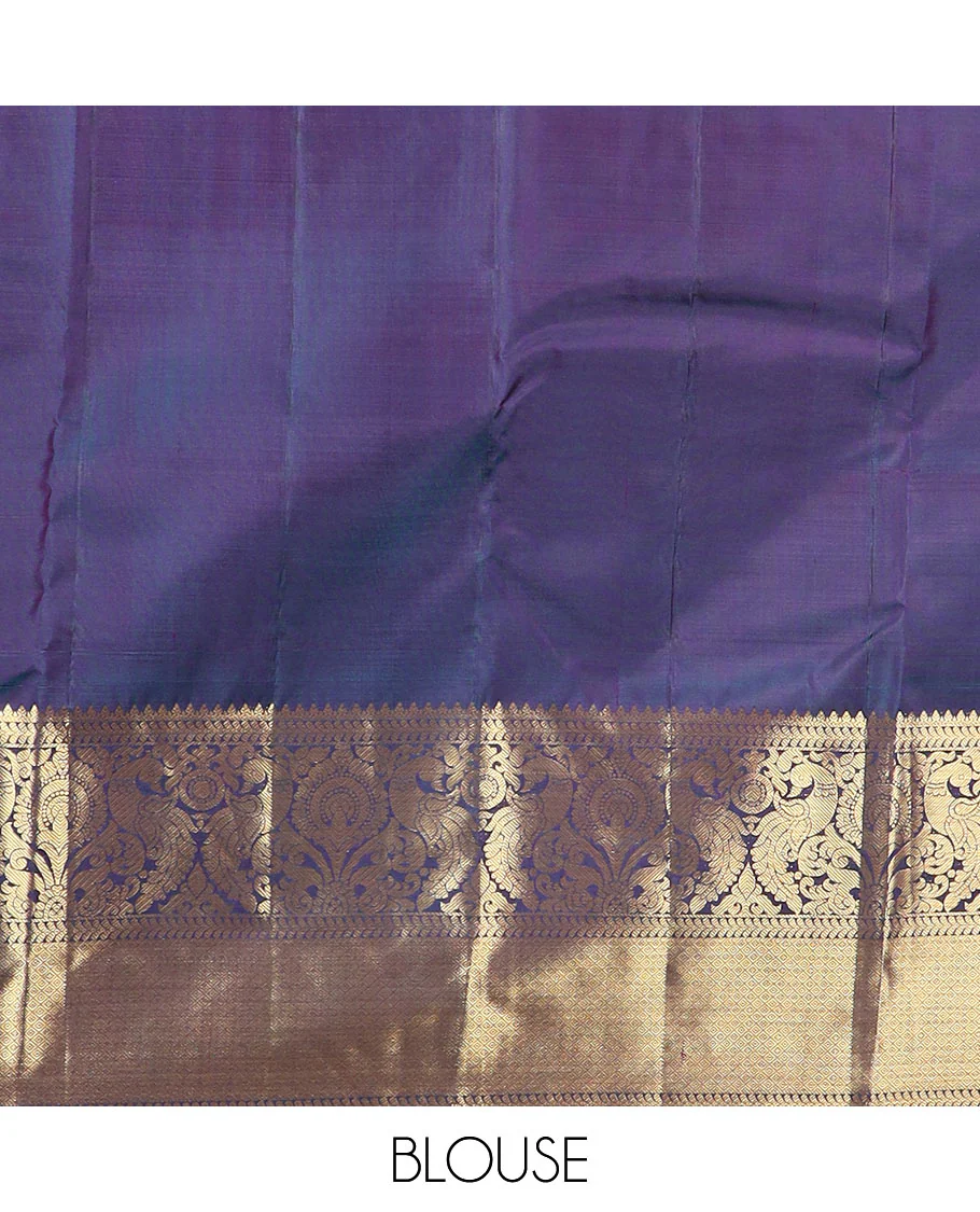 Blue zari stripes Vasundhara silk saree, zari border of kathir, mayil, and mayil kann designs, and jaal pallu - Image 6