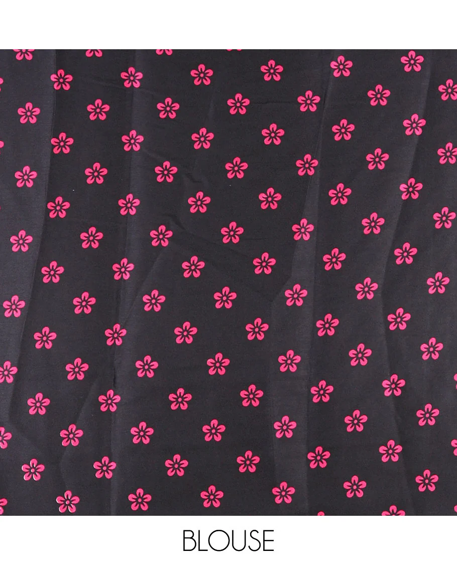 Borderless black-pink batik style abstract digital printed satin crepe saree with blouse of small buttas - Image 4