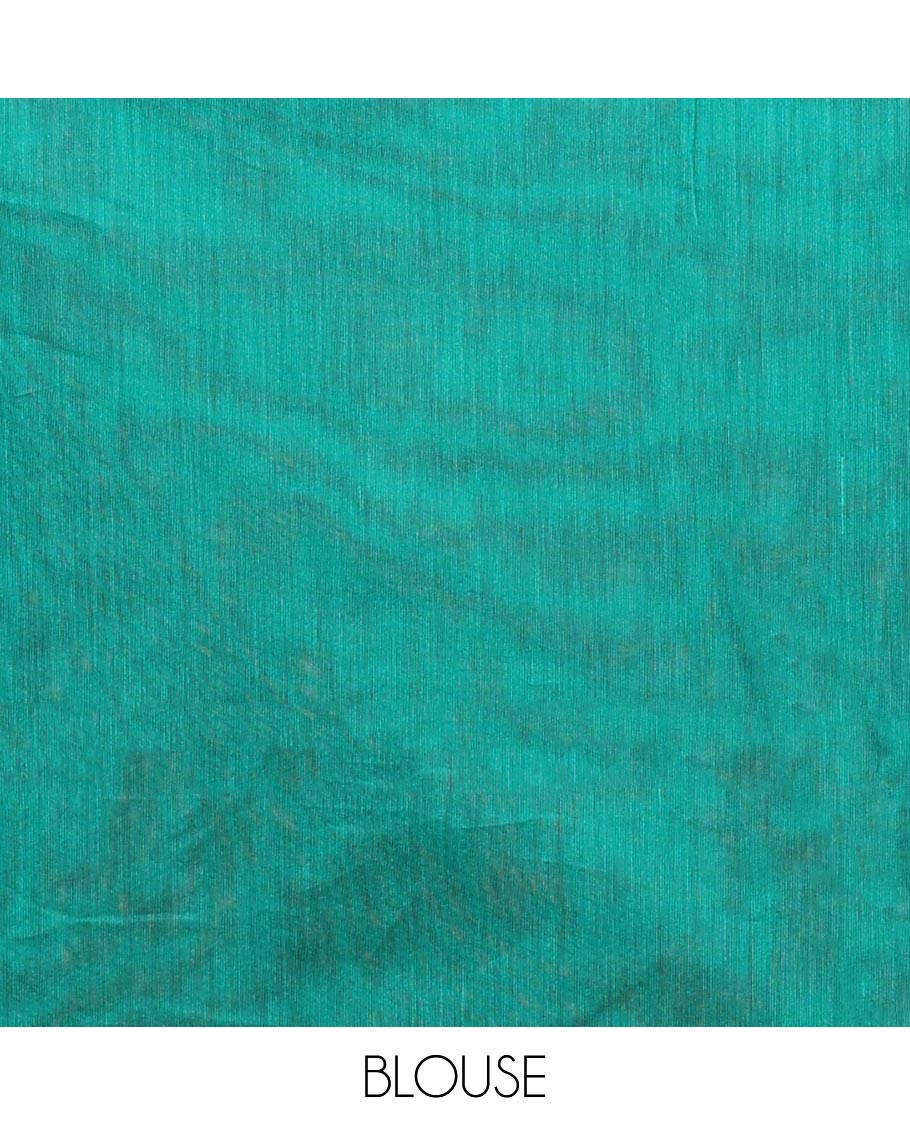 Borderless brown thick floral zari stripes semi-silk cotton saree, contrast intricate pallu - Image 3