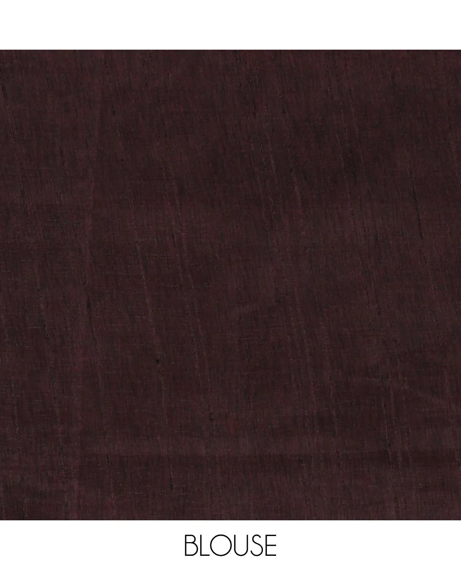Borderless cream shibori-printed jute tussar silk saree, contrast shibori-printed pallu & contrast blouse - Image 4
