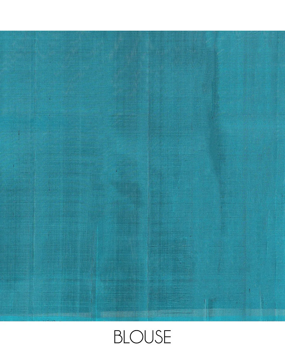 Borderless green zari buttas Kanchipuram silk saree, contrast pallu of thilakam mokku, banaras, muthu, rudraksham, annam, and floral-bird motifs - Image 6