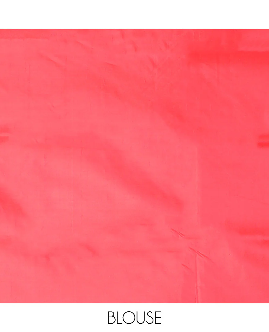 Borderless grey buttas banana pith saree, contrast pallu of floral designs - Image 3