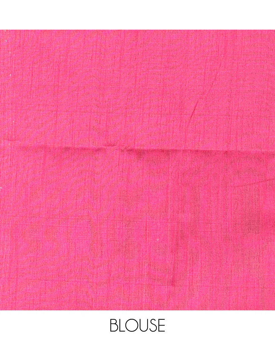 Borderless grey vertical thread sequins striped semi-raw silk saree, contrast sequin thread embroidered pallu, and a contrast plain blouse - Image 3