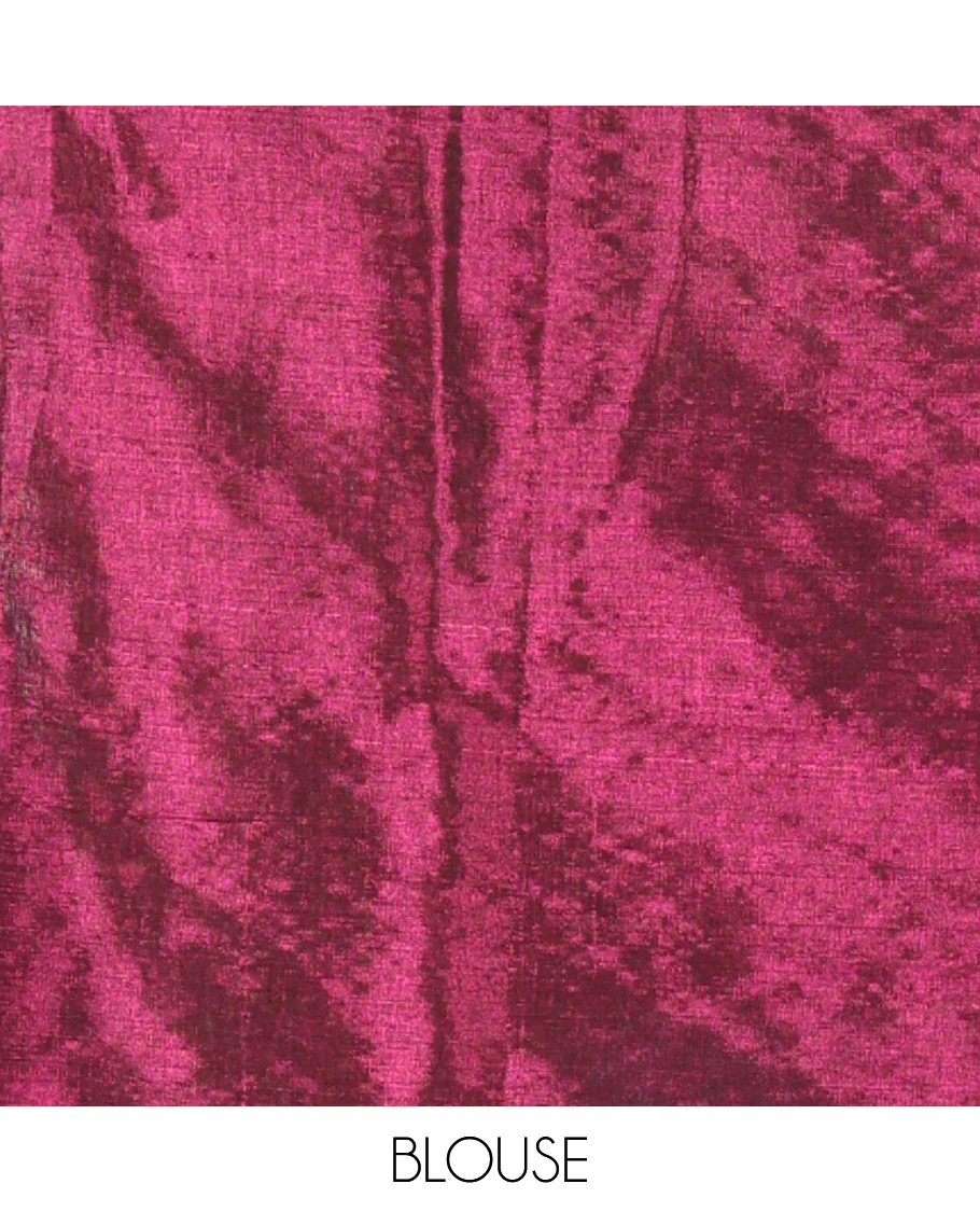Borderless magenta plain khadi tissue saree self pallu with tassels and a matching blouse - Image 3