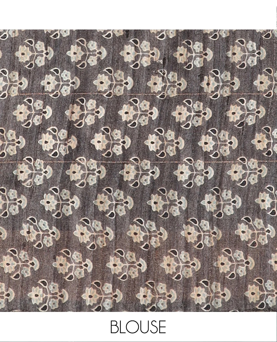 Borderless multi-color checked tussar saree, contrast intricately designed pallu - Image 5