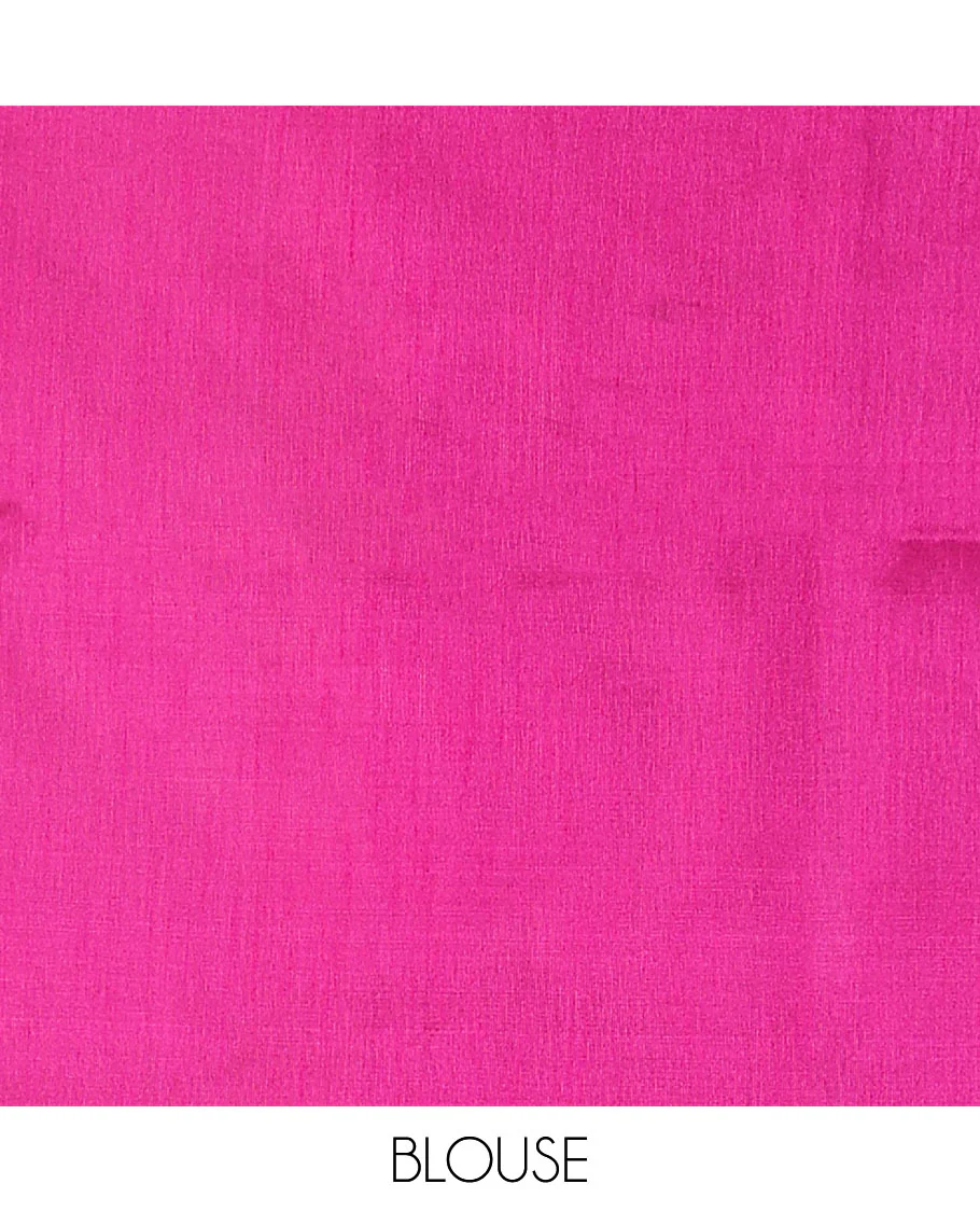 Borderless pale pink striped dupion saree,  contrast pallu of stripes - Image 3