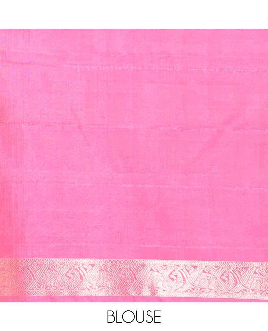 Borderless pastel blue traditional motifs steeped Kanchipuram silk saree, contrast pallu of mayil kann designs - Image 6