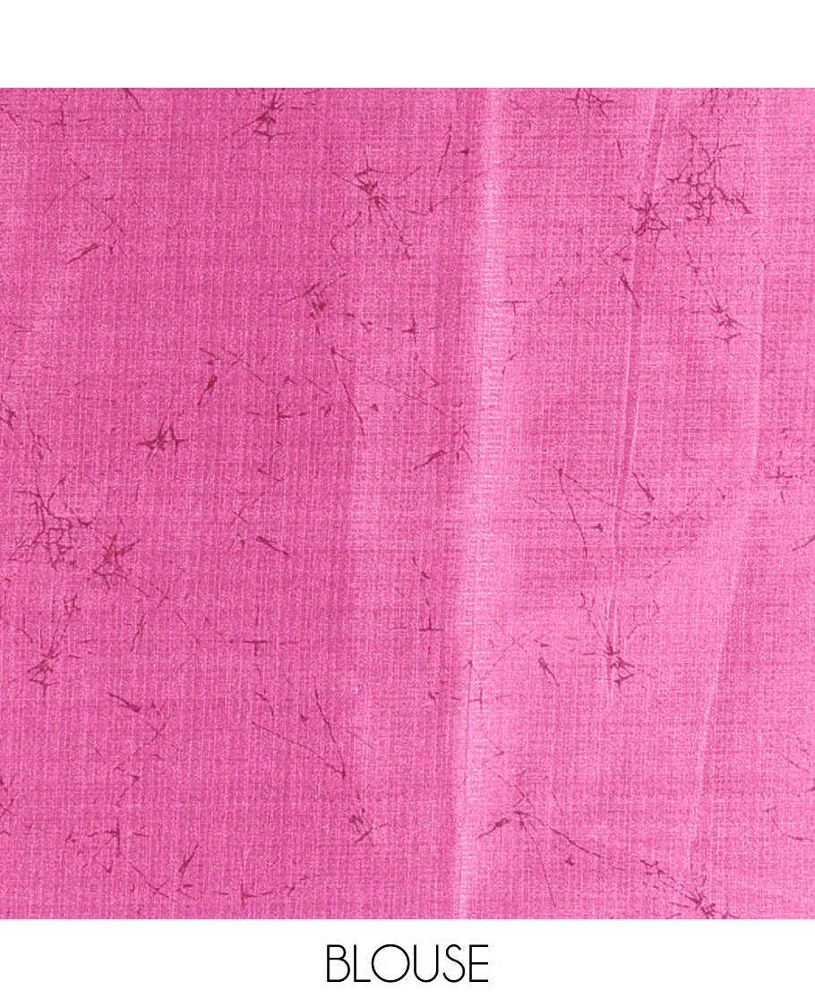 Borderless pink abstract-style star motifs abstract printed art khadi cotton saree, abstract-style printed pallu, and a matching blouse - Image 3