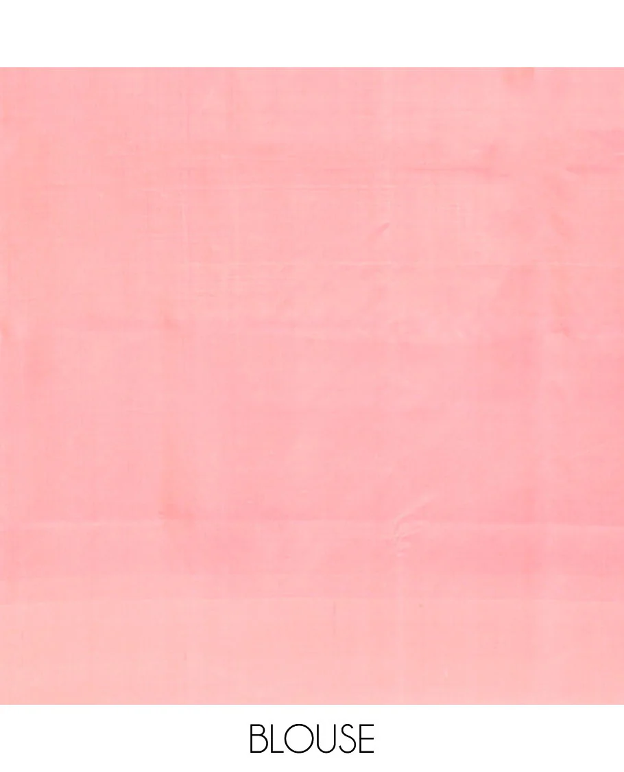 Borderless pink Mayuri soft silk saree features manga and rudraksham motifs, and self-pallu steeped with manga and rudraksham motifs - Image 6