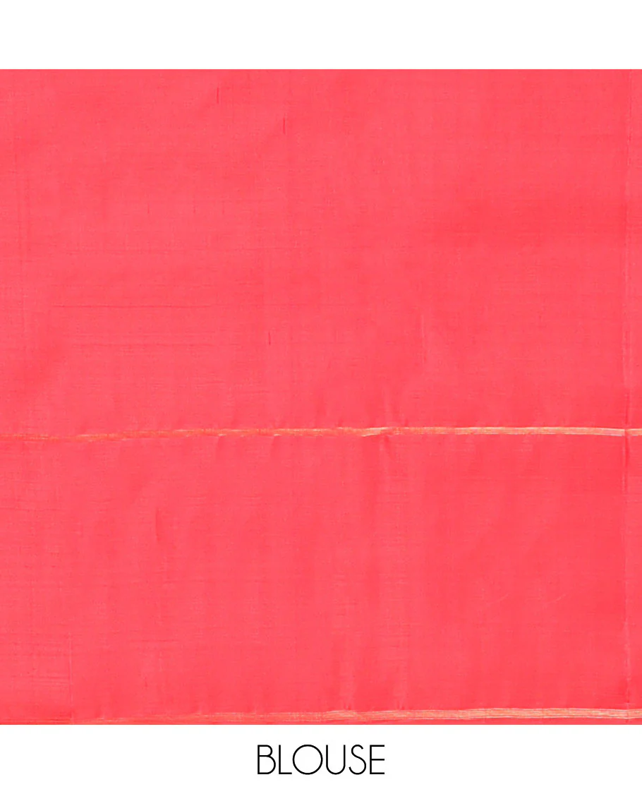 Borderless red kanchipuram silk saree with zari designs, zari-rich jaal pallu - Image 6